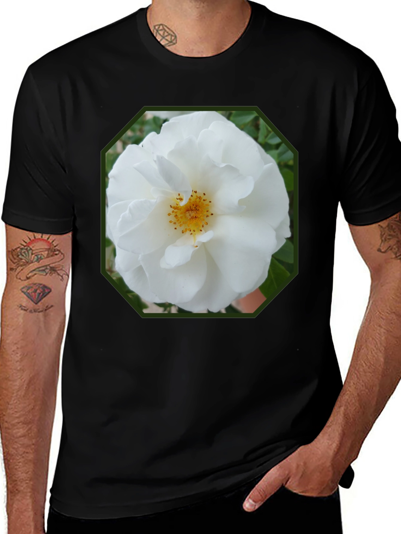 Variant 16 of Floral Graphic Tee - White Rose Design