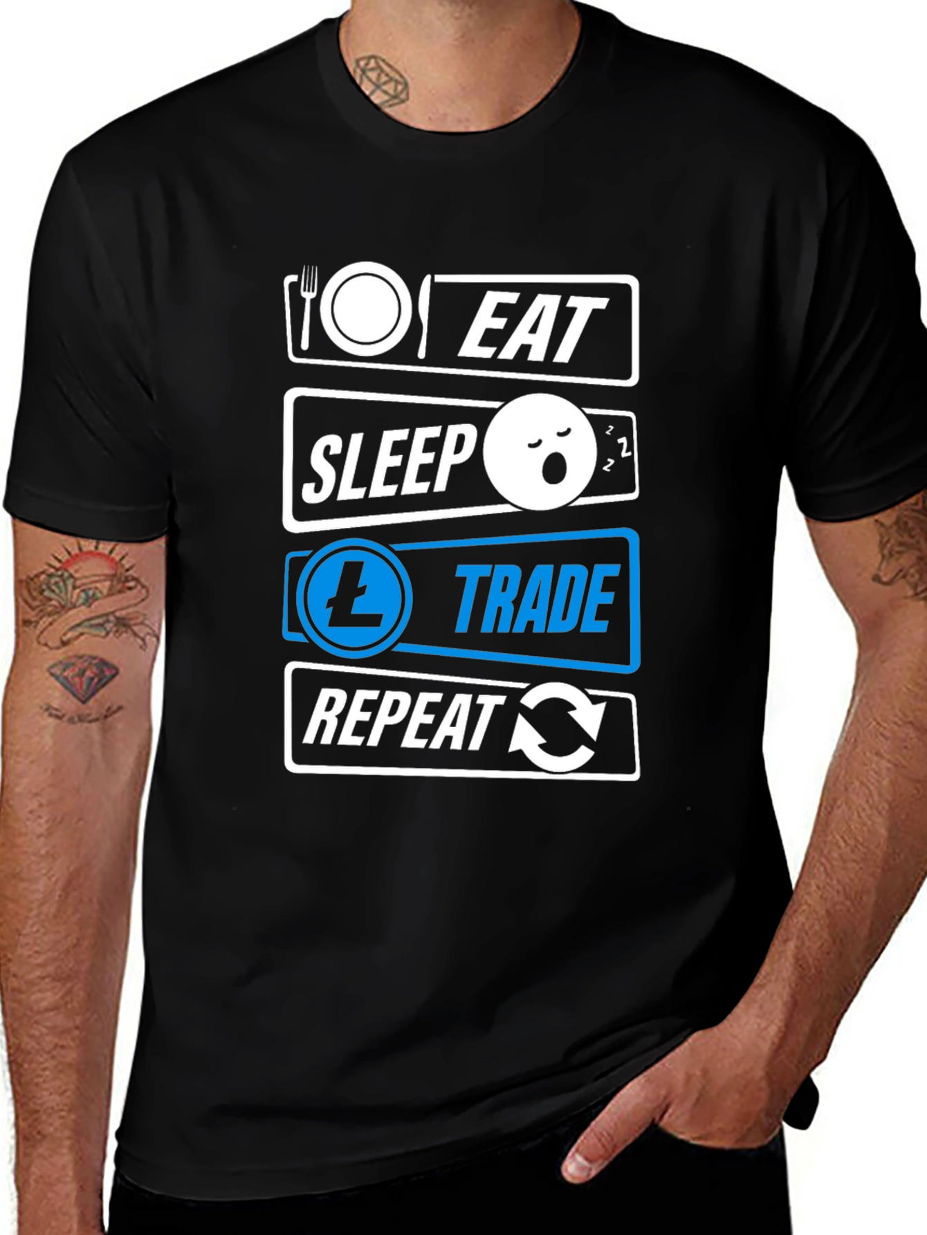 Eat Sleep Trade Repeat Black T-Shirt
