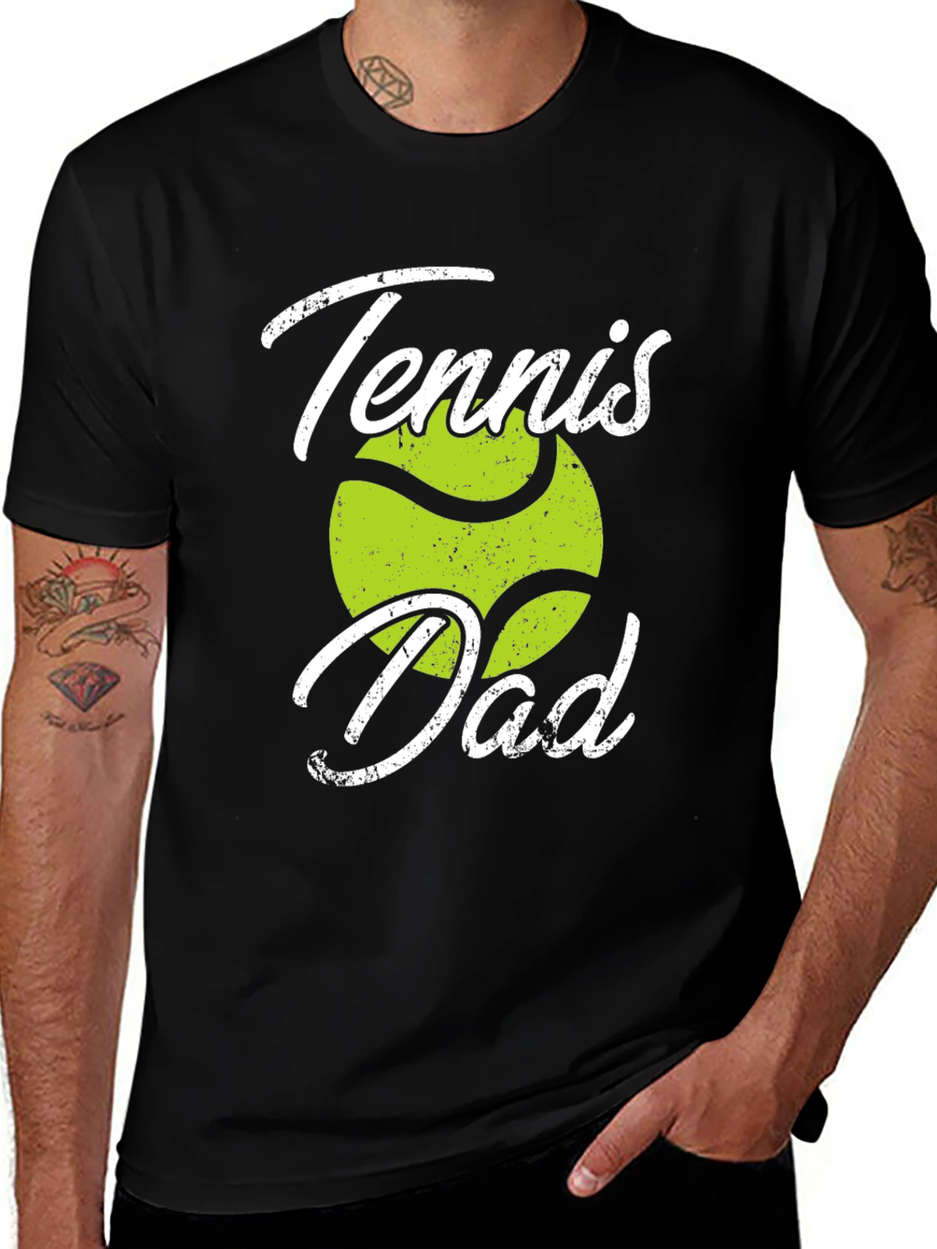 Tennis Dad Graphic Tee - Black Cotton T-Shirt