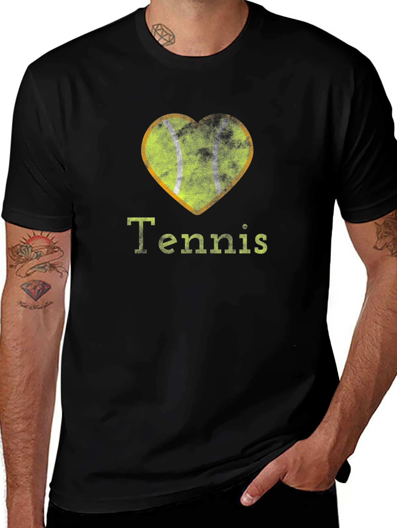 Variant 23 of Tennis Heart Graphic Tee - Sporty Casual
