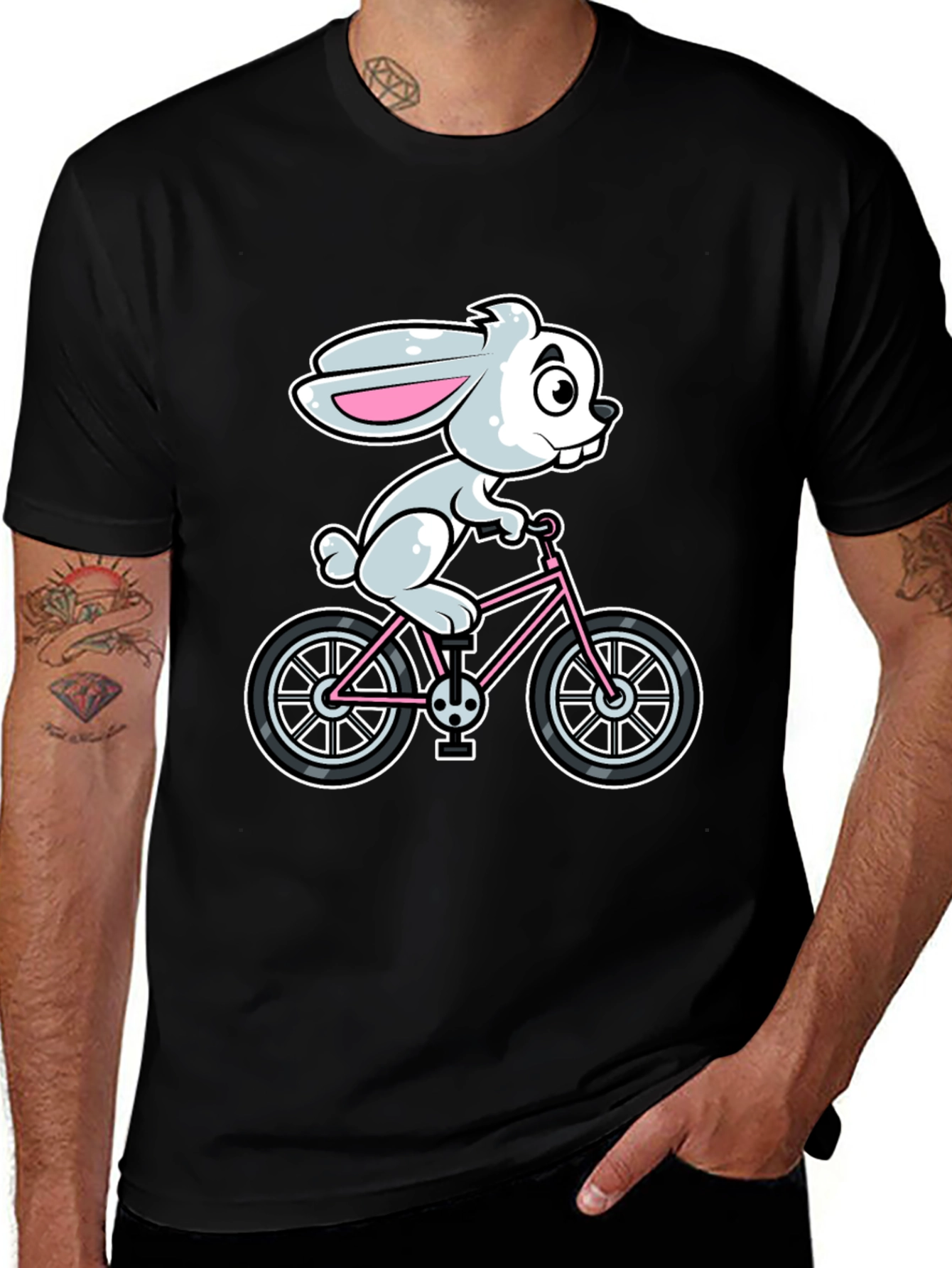 Variant 5 of Bunny Riding Bike Black T-Shirt