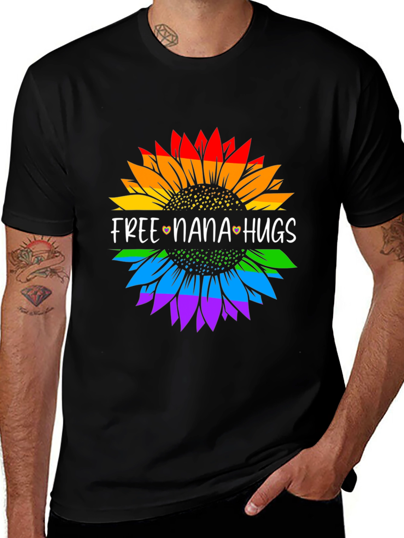 Variant 17 of Free Nana Hugs Rainbow Sunflower T-Shirt