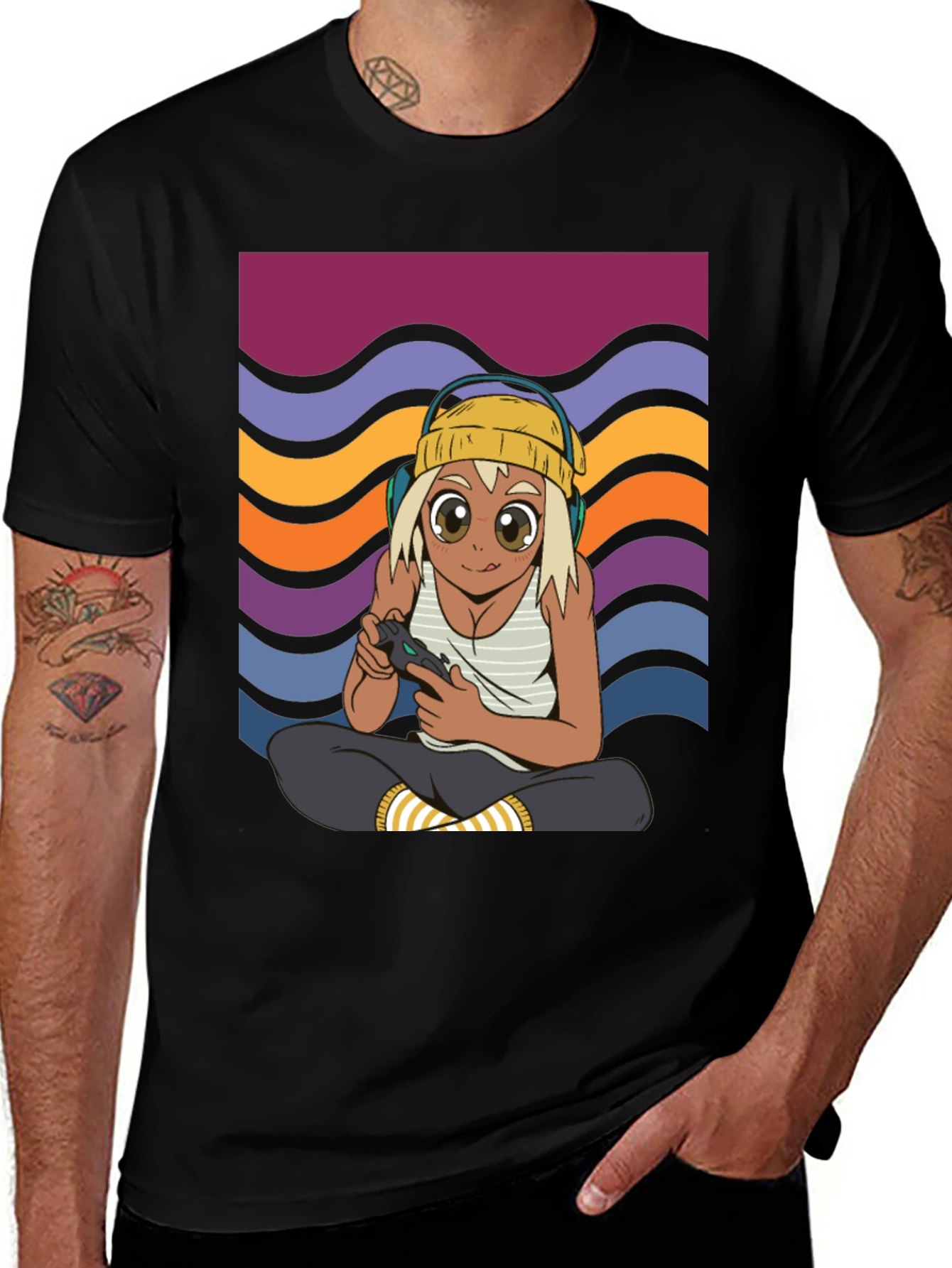Variant 9 of Gamer Anime Girl T-Shirt - Retro Style
