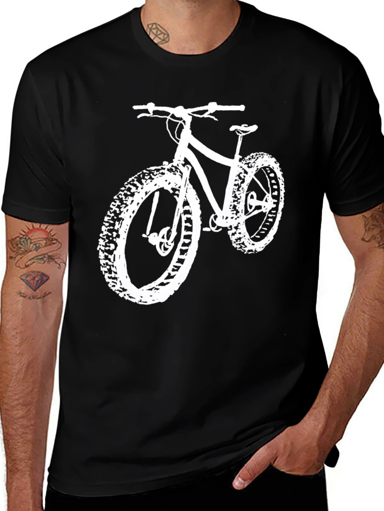 Variant 26 of Fat Tire Bike T-Shirt - Black Cotton Blend Tee