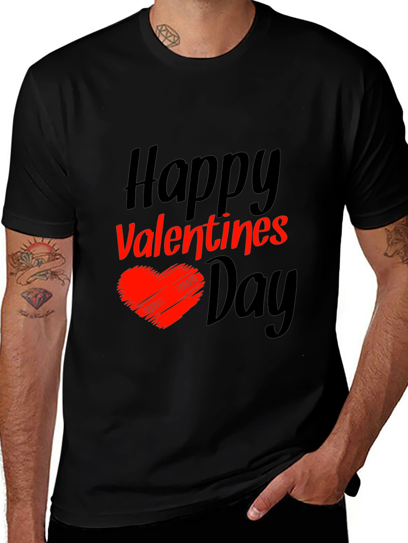 Happy Valentines Day Black T-Shirt
