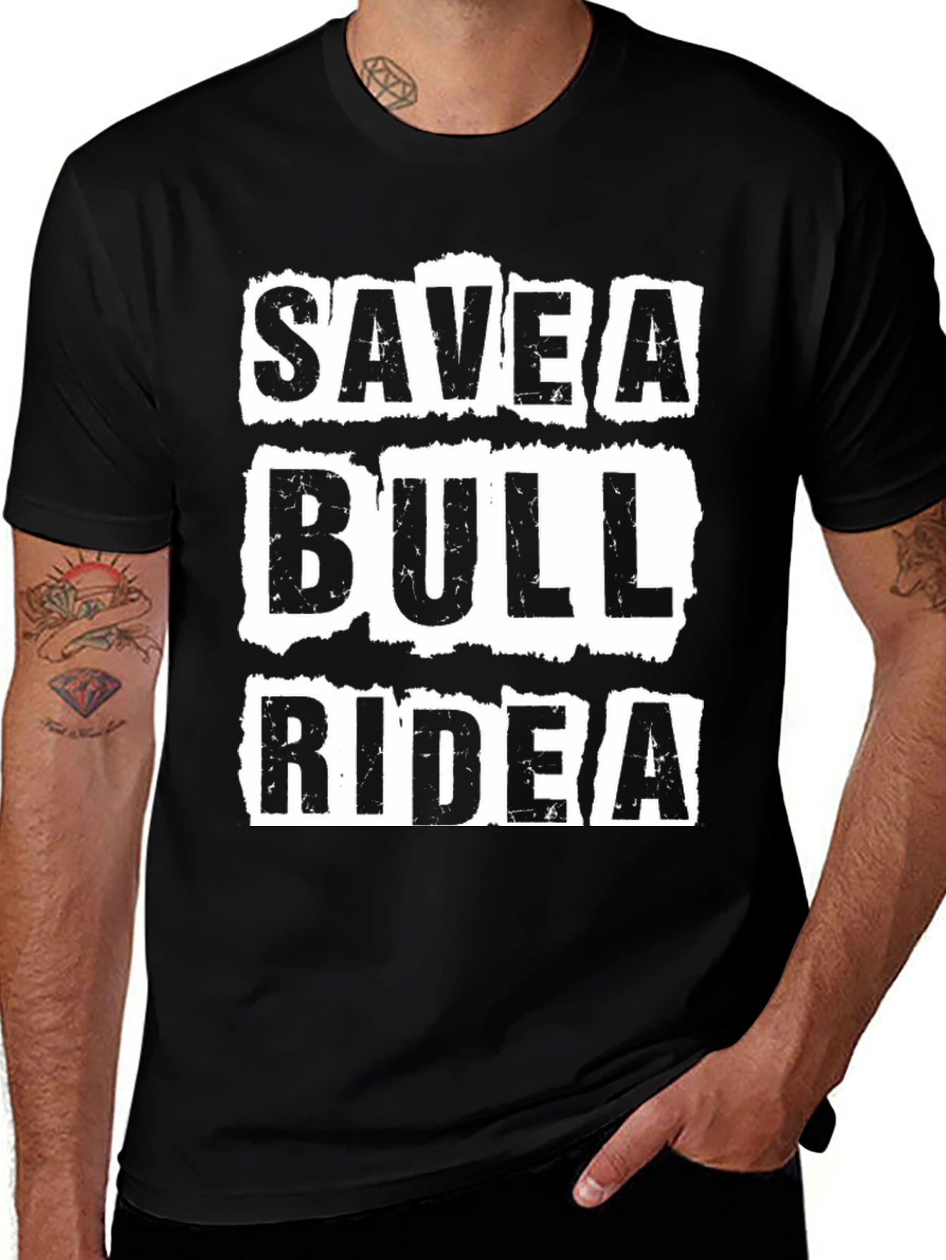 Variant 18 of Save a Bull Ride a Cowboy Black Graphic Tee