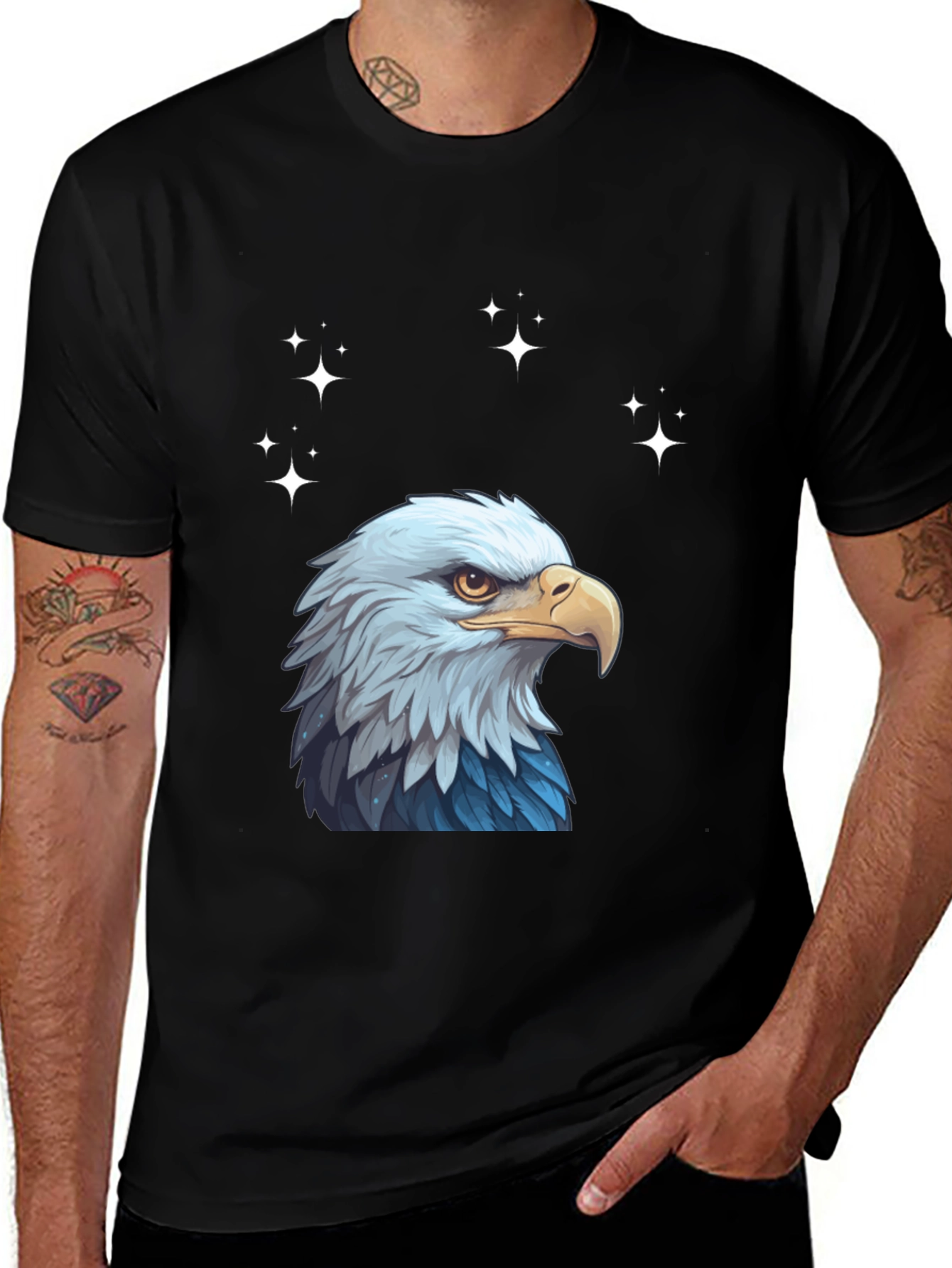 Variant 20 of Eagle Head Graphic Print Crew Neck T-Shirt