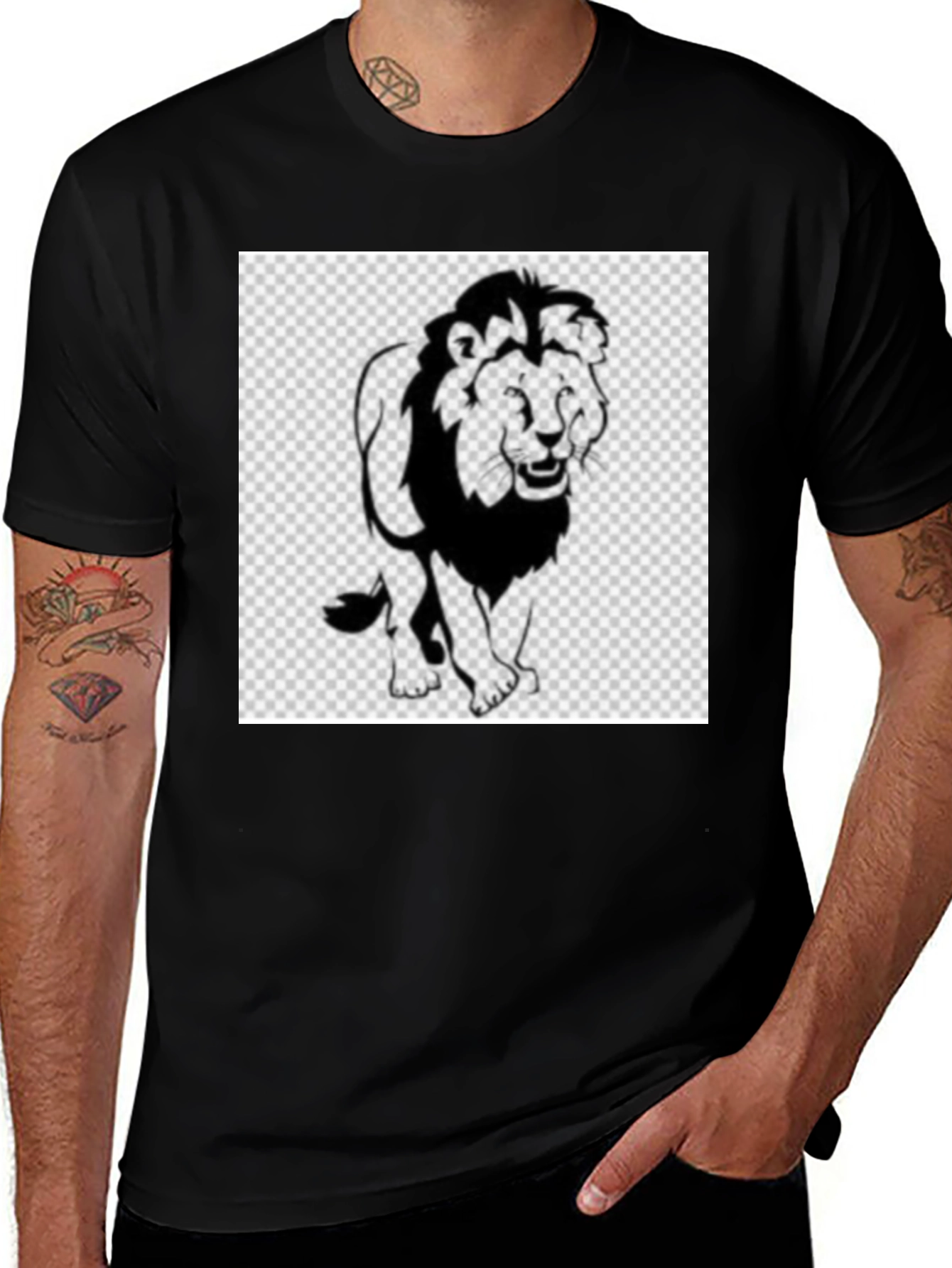 Variant 8 of Lion Graphic Black T-Shirt