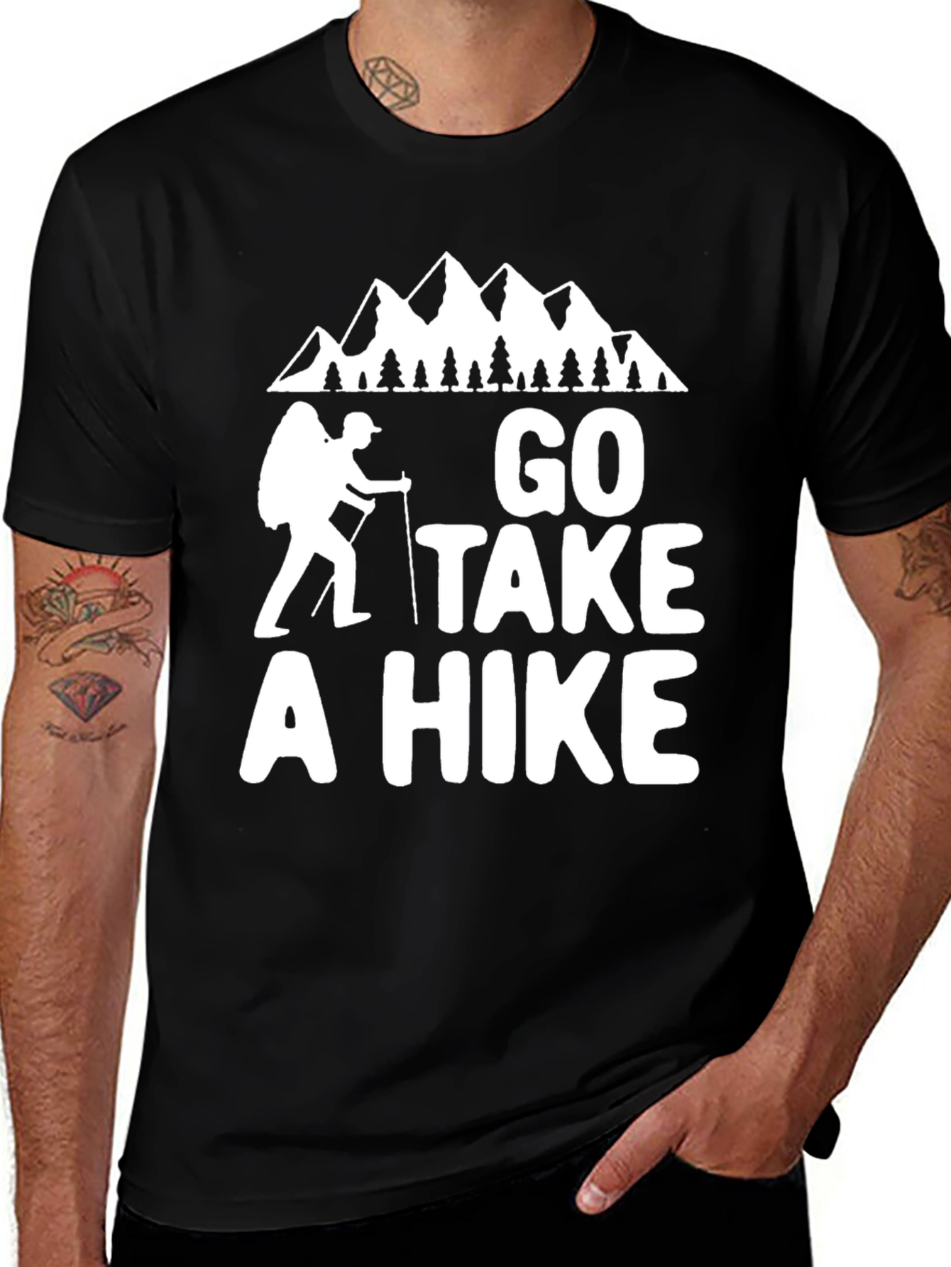 Variant 4 of Go Take a Hike Graphic Tee - Black Cotton T-Shirt