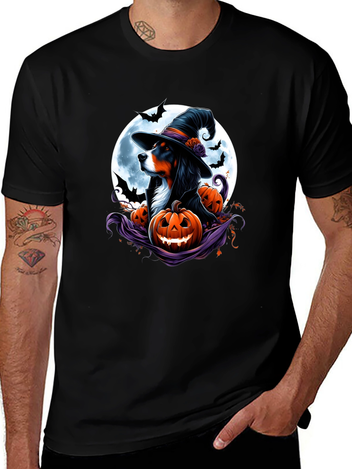 Halloween Dog Witch T-Shirt - Spooky Season Tee