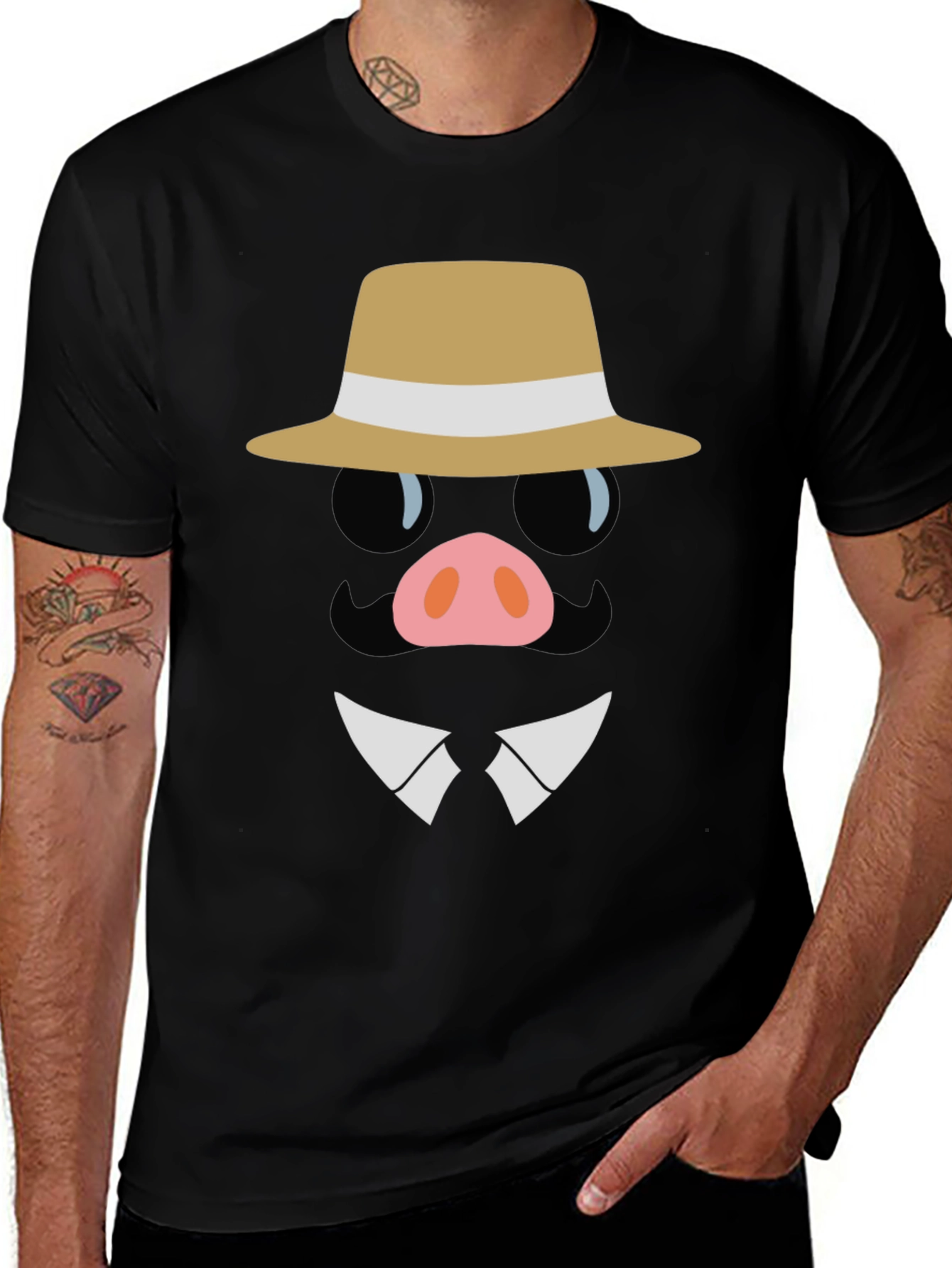 Variant 22 of Dapper Pig T-Shirt - Funny Cartoon Graphic Tee