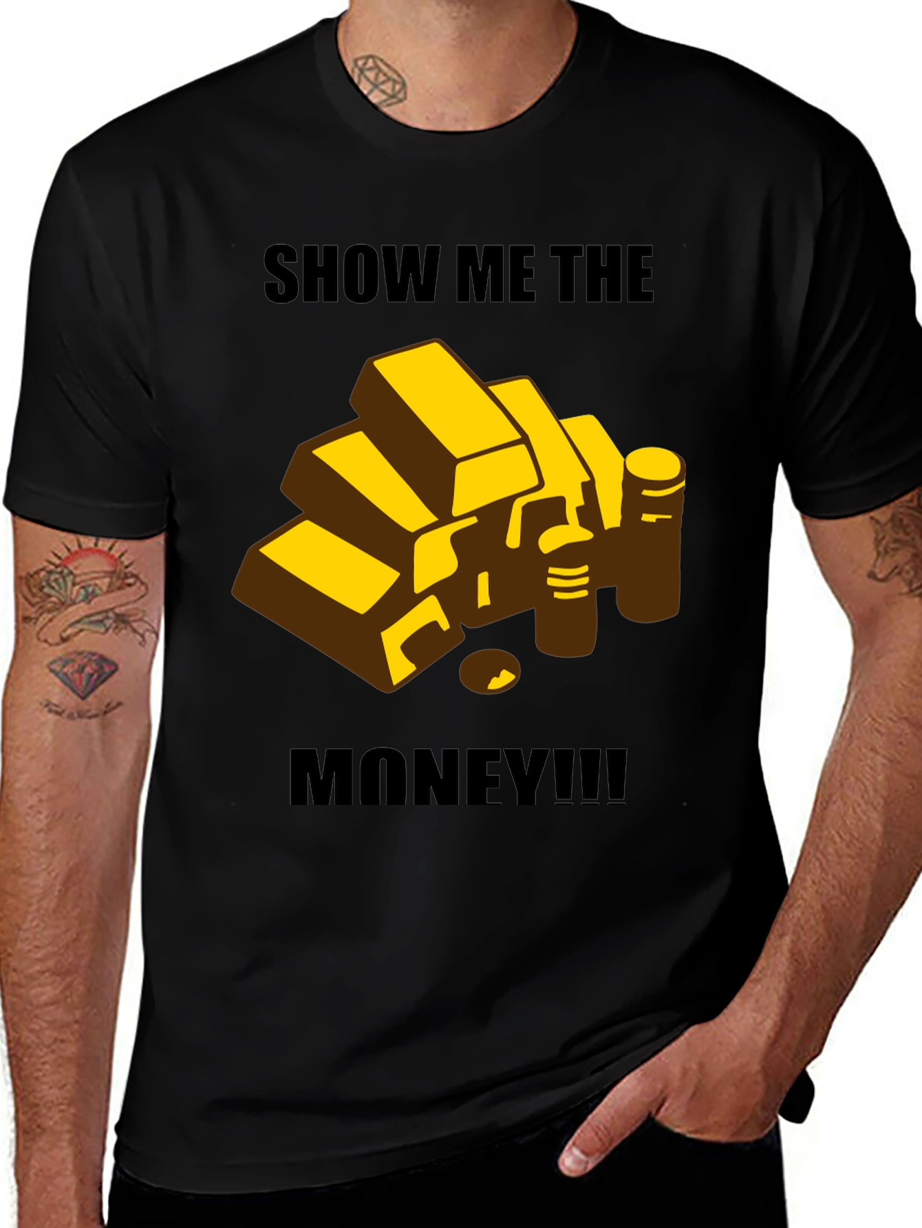 Show Me The Money T-Shirt - Gold Bars Design