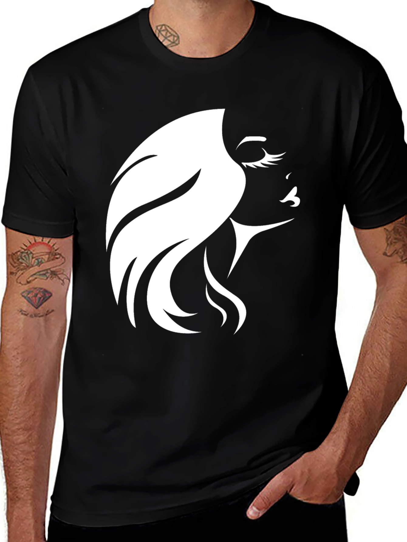 Elegant Woman Graphic Black T-Shirt