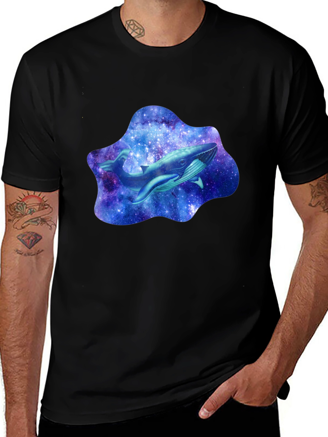 Variant 13 of Galaxy Whale Graphic T-Shirt - Stylish Black Tee