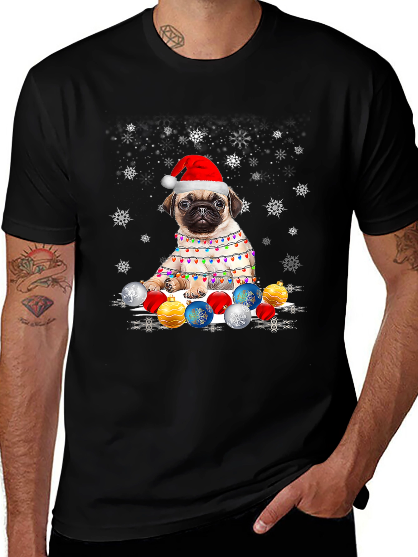 Variant 21 of Festive Pug Christmas T-Shirt