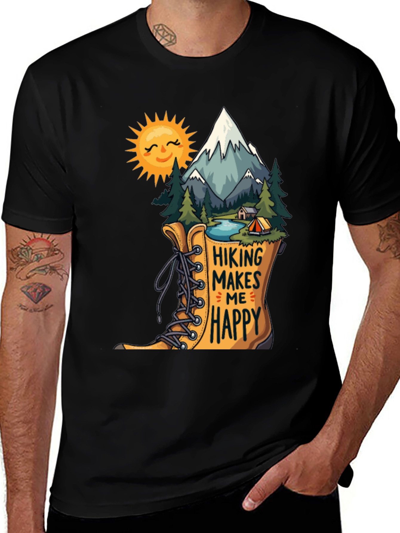 Variant 27 of Hiking Makes Me Happy Graphic Tee