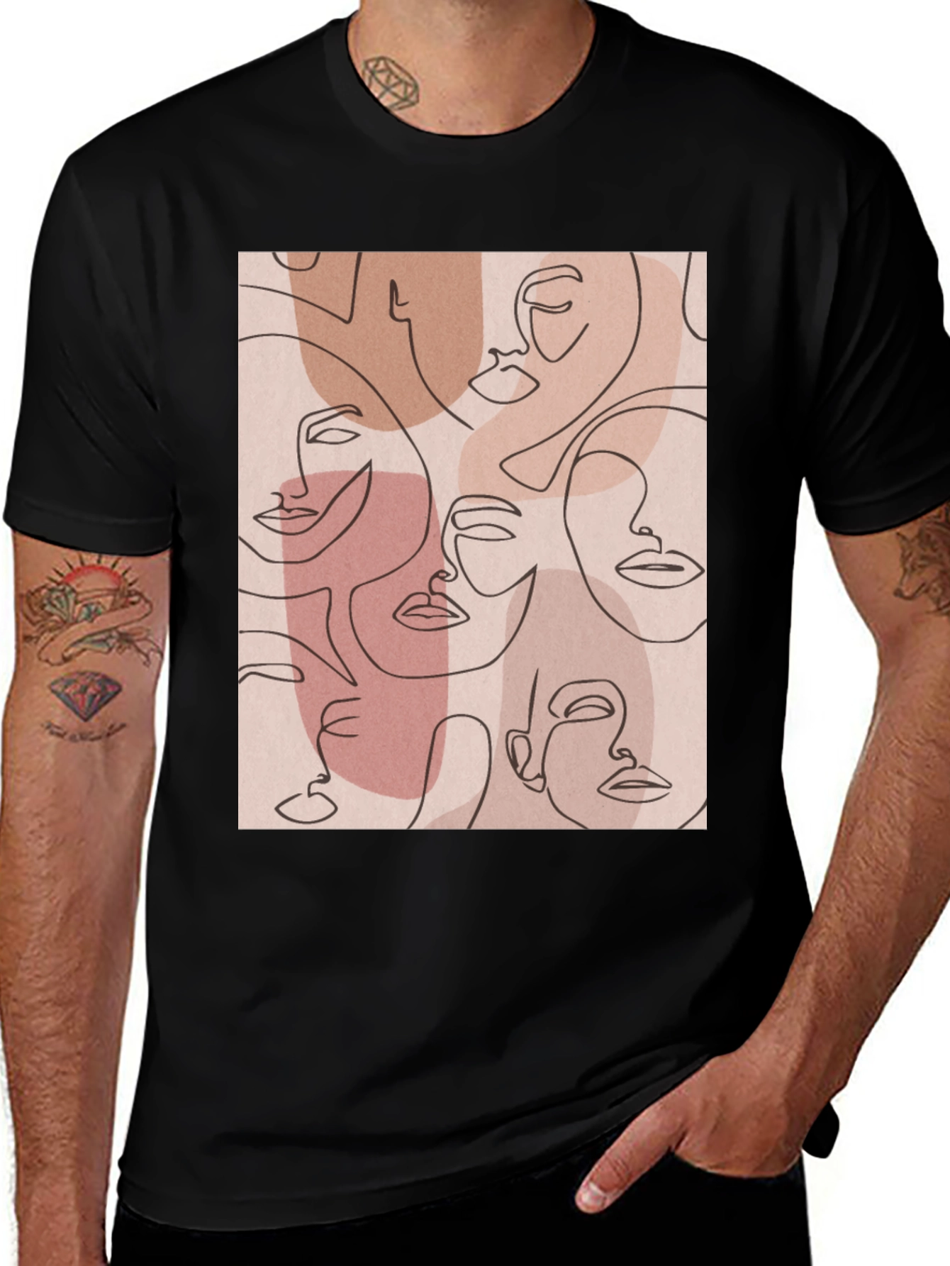 Variant 21 of Abstract Faces Graphic Tee - Modern Art Shirt