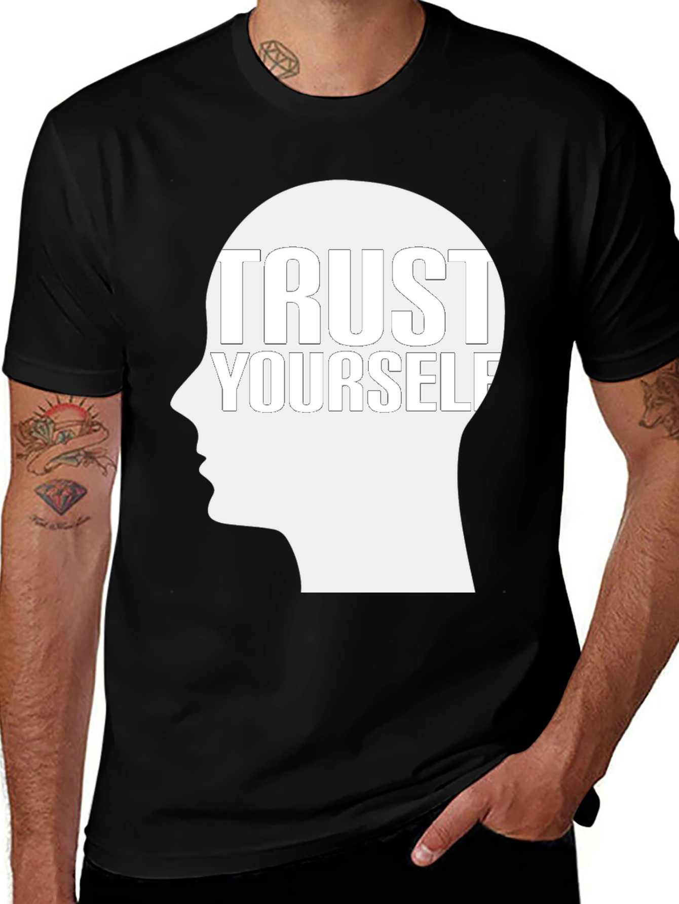 Variant 18 of Trust Yourself Graphic Tee - Motivational Black T-Shirt
