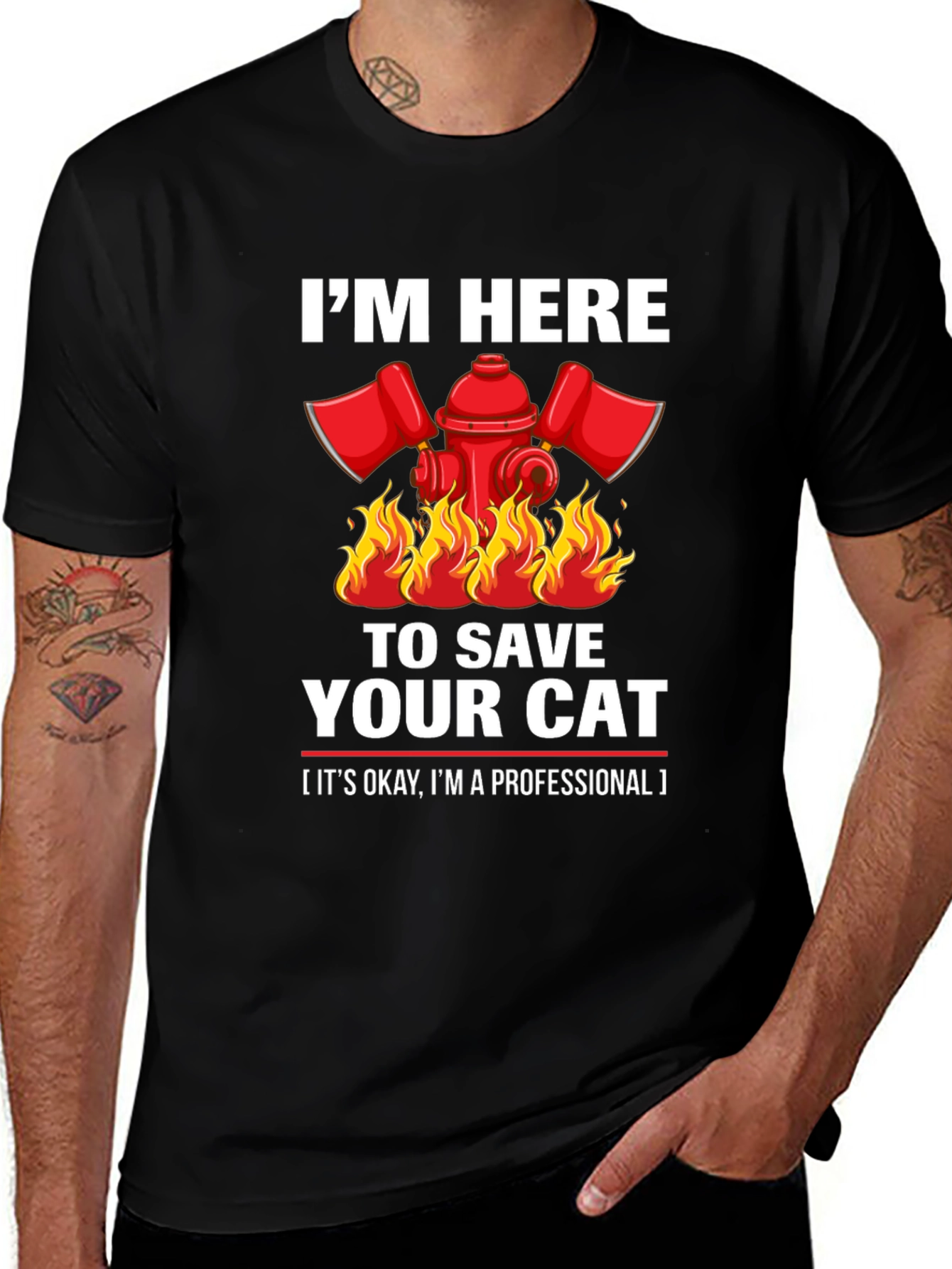 Variant 13 of Firefighter Cat Rescue Graphic T-Shirt