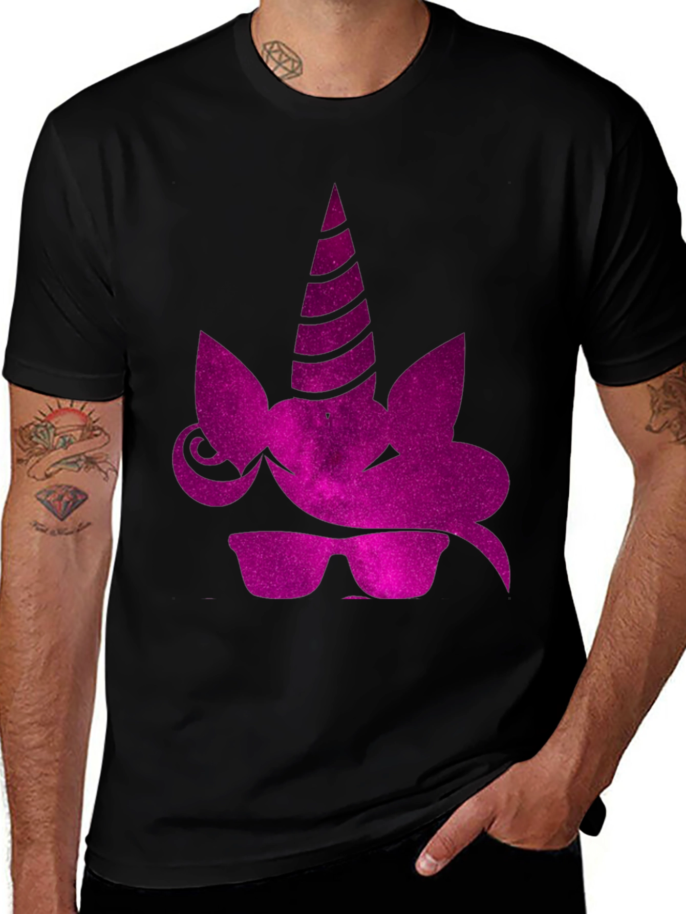 Black Cool Unicorn Tee - Black Graphic T-Shirt main image