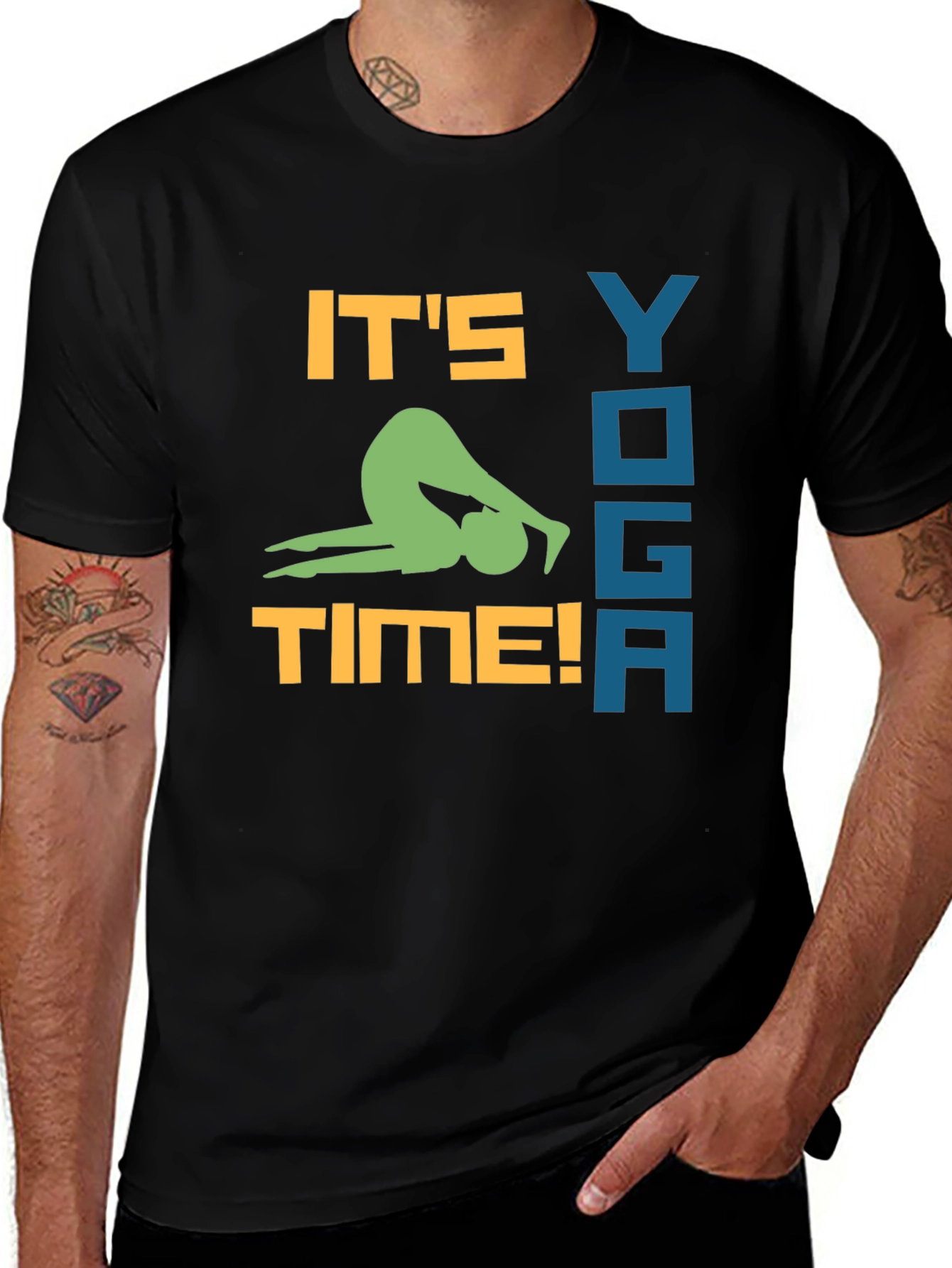 Variant 17 of Yoga Time Black Graphic Tee for Men