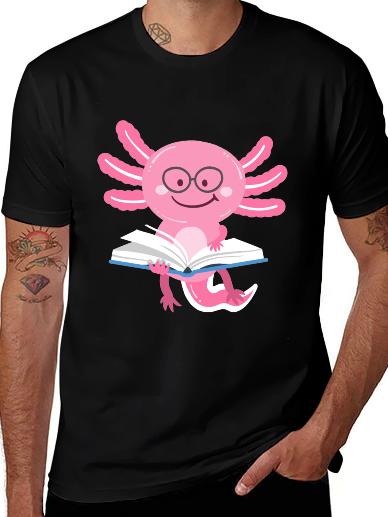 Variant 19 of Axolotl Reader T-Shirt - Black Cotton