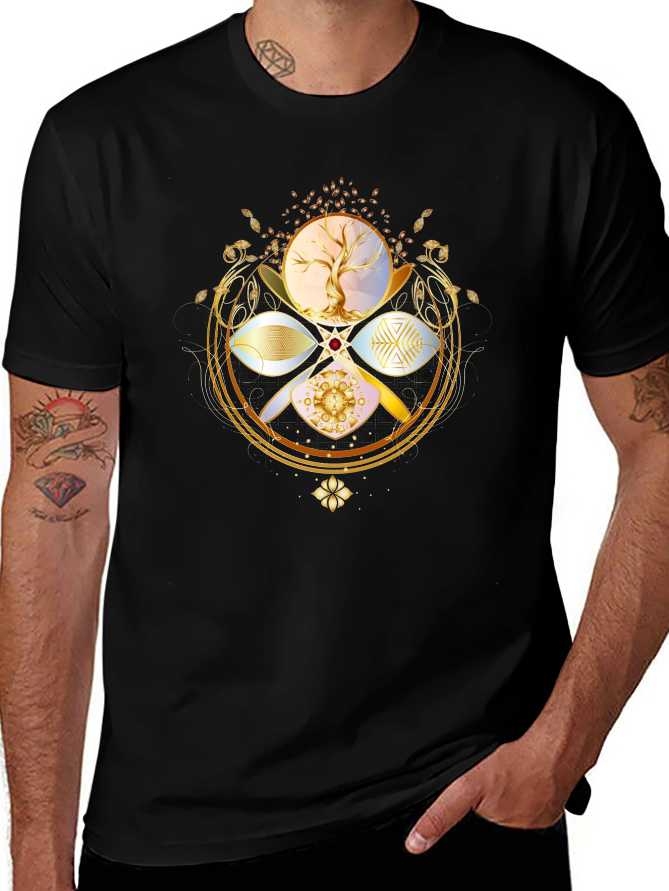 Variant 2 of Esoteric Tree of Life Graphic Tee - Black