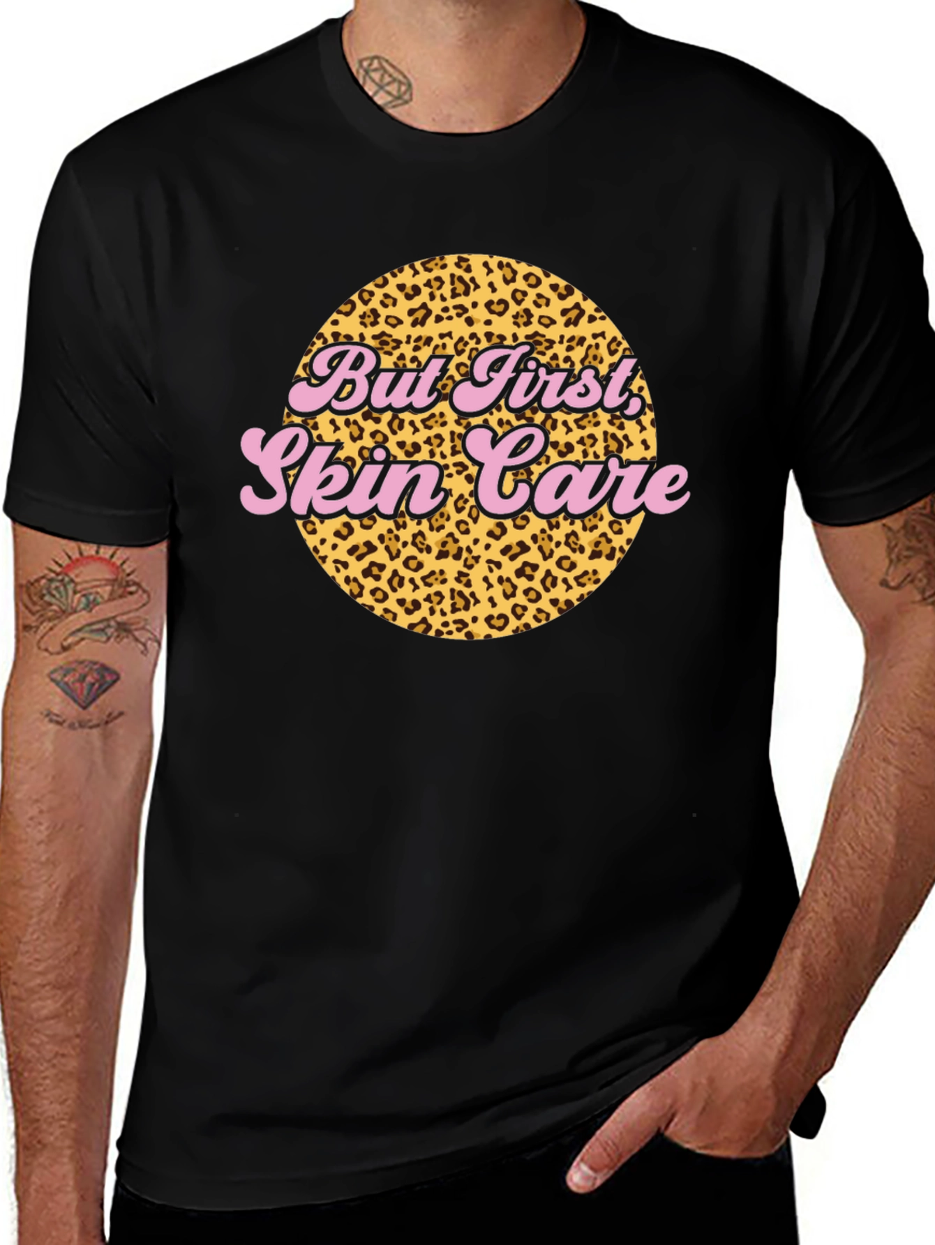 But First, Skin Care Leopard Print T-Shirt