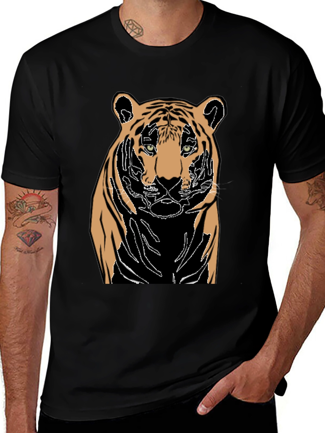 Variant 24 of Tiger Graphic Black T-Shirt