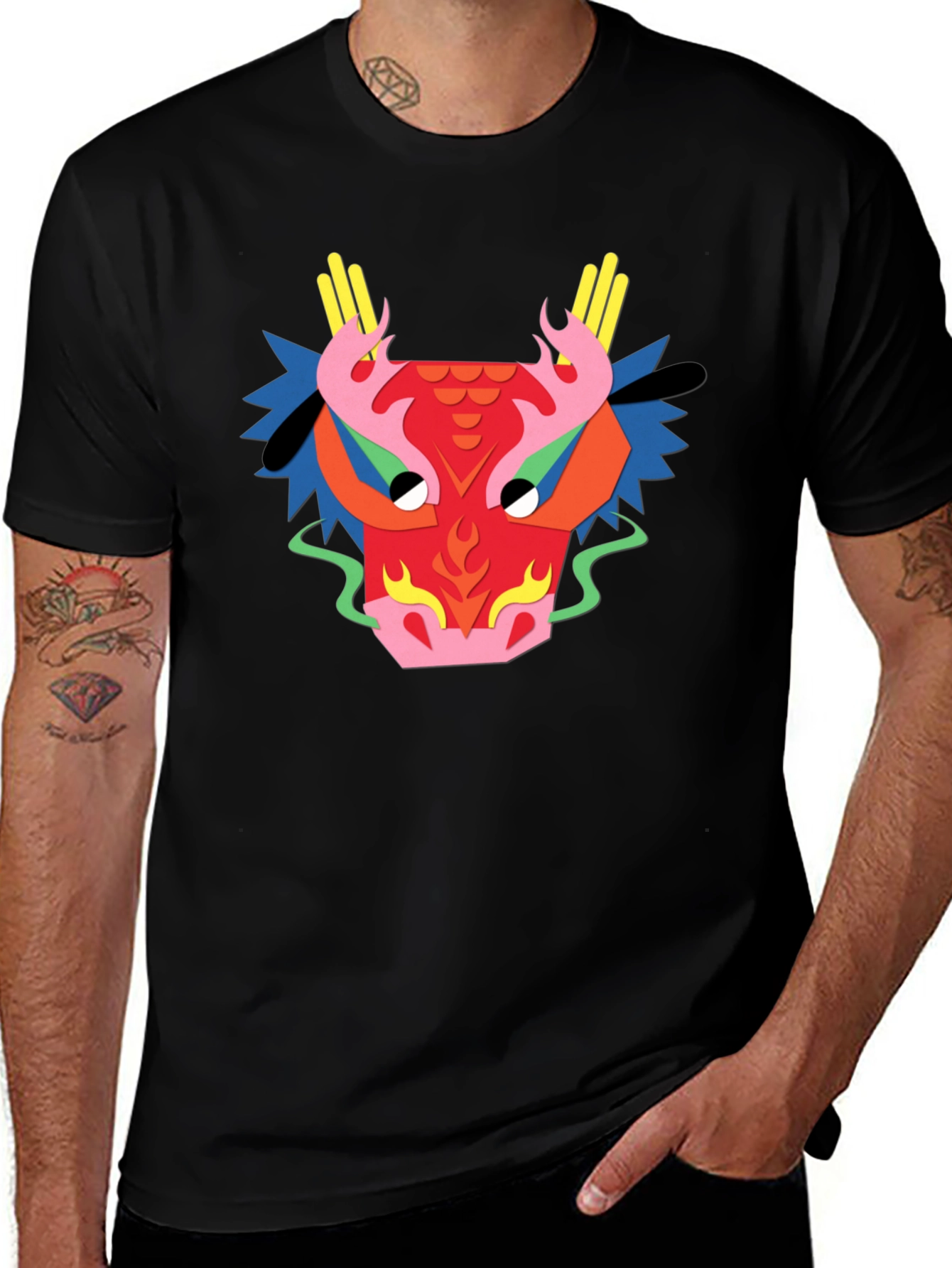 Variant 13 of Dragon Graphic Tee - Unique Design Black T-Shirt