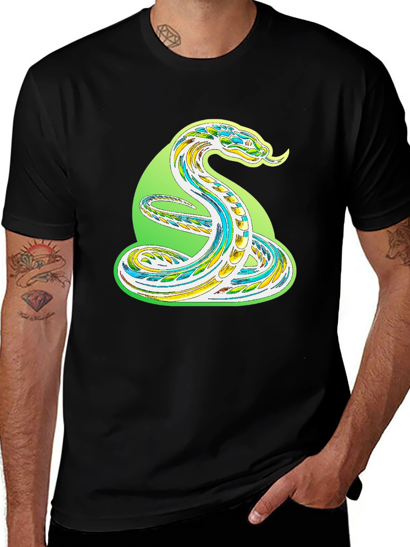 Variant 14 of Snake Graphic Black T-Shirt