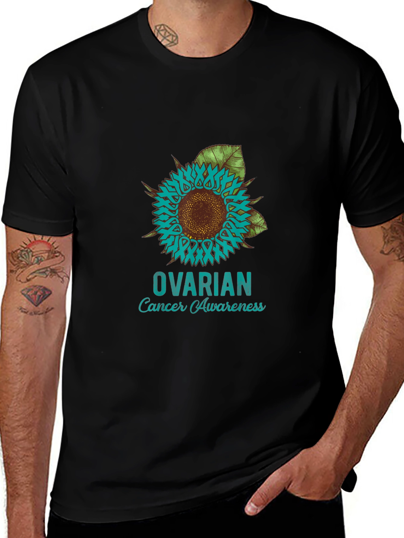 Ovarian Cancer Awareness Sunflower T-Shirt