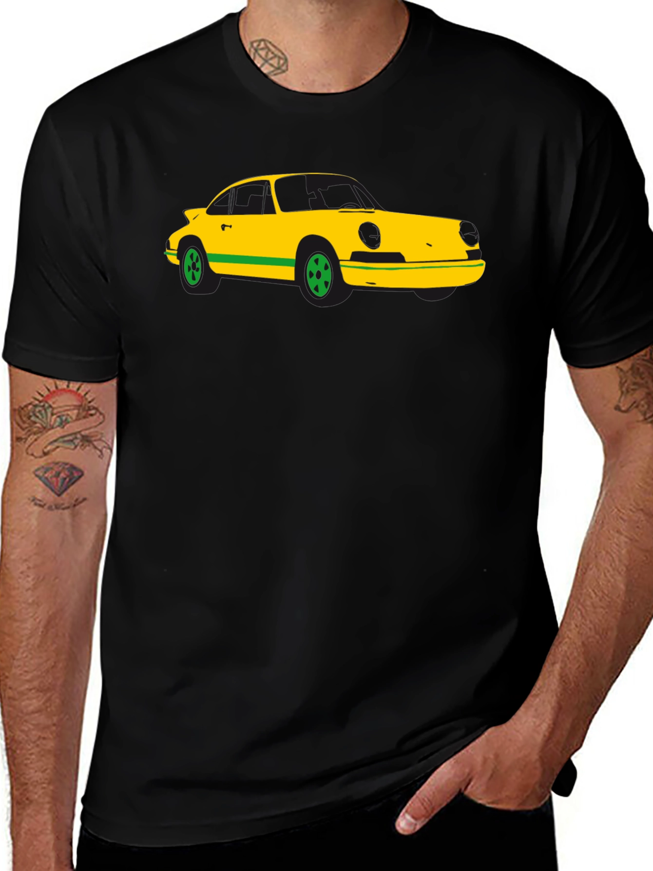 Variant 25 of Retro Car Graphic Tee - Black Crew Neck