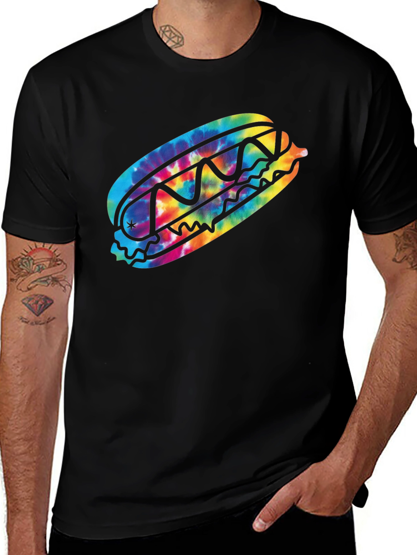 Variant 24 of Tie Dye Hot Dog Graphic T-Shirt