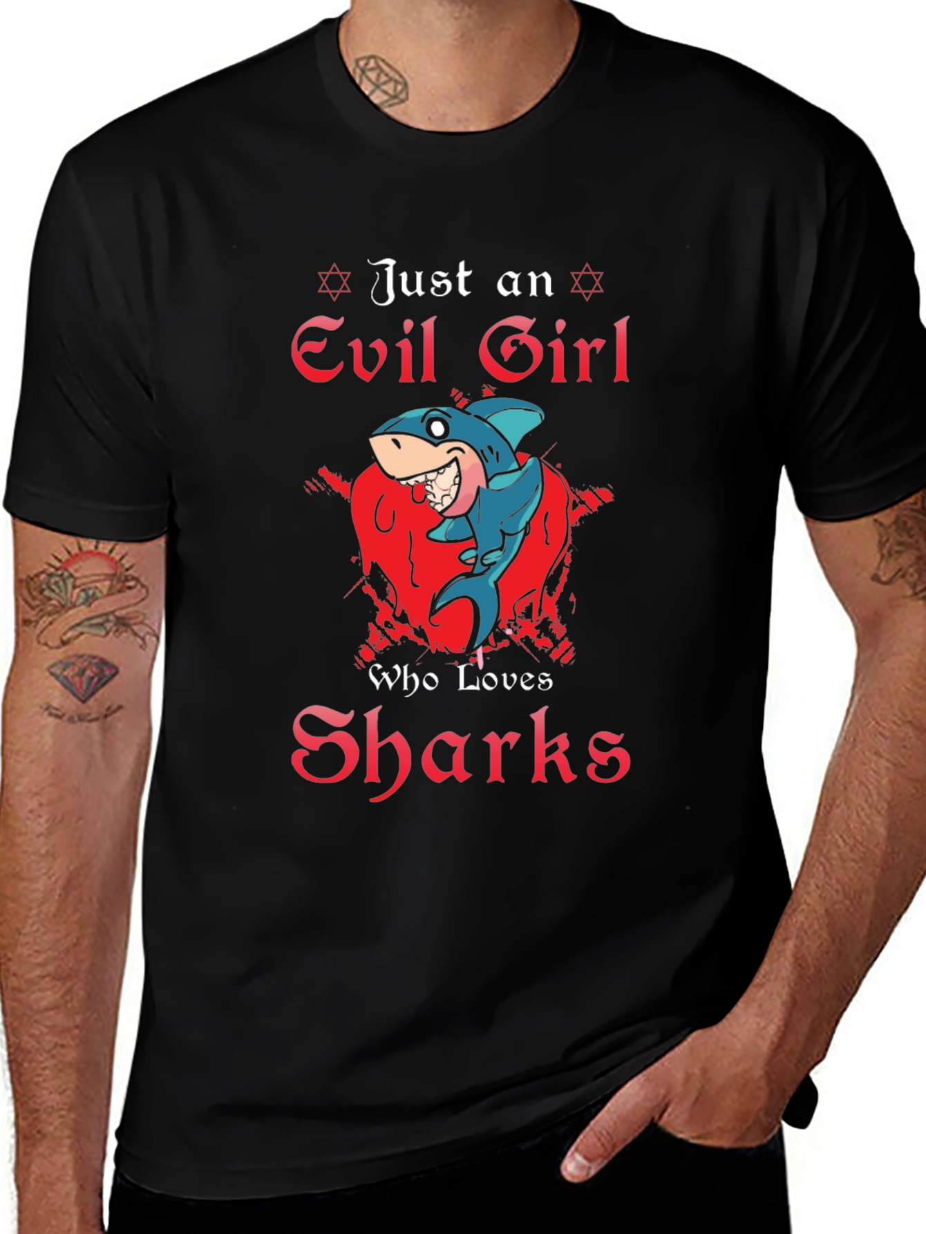 Variant 6 of Evil Girl Shark Lover Black T-Shirt