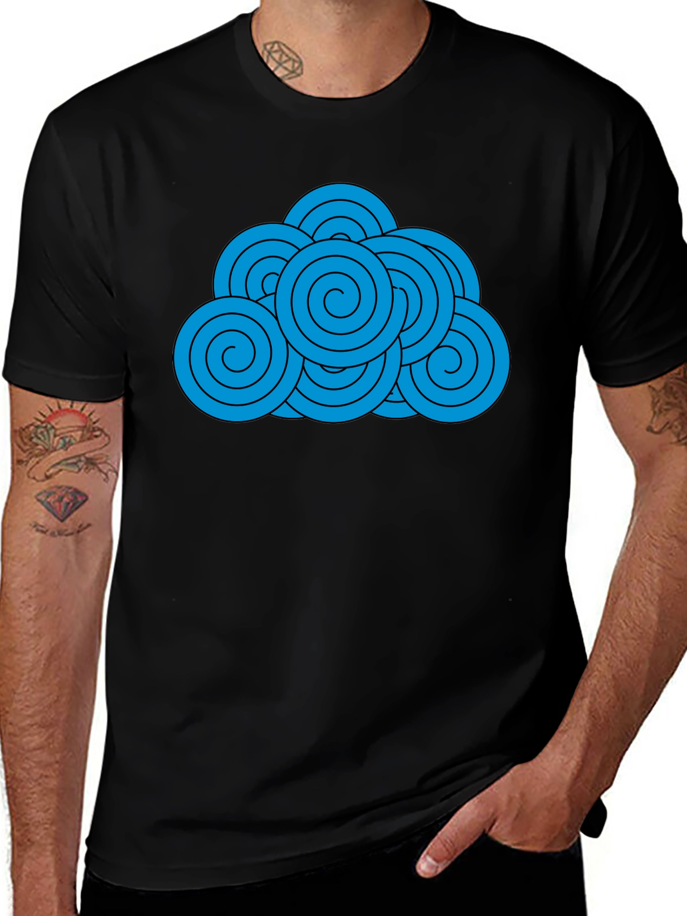 Variant 28 of Swirl Cloud Black T-Shirt - Unique Graphic Tee