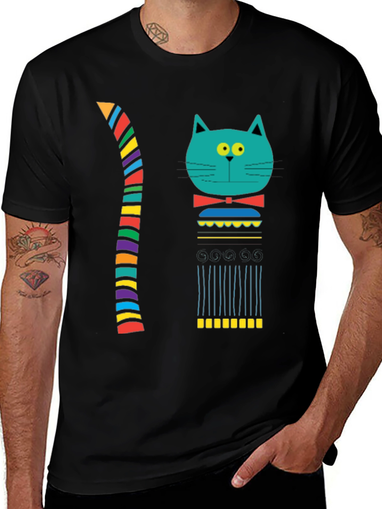 Variant 2 of Funky Cat Graphic T-Shirt - Unique Design