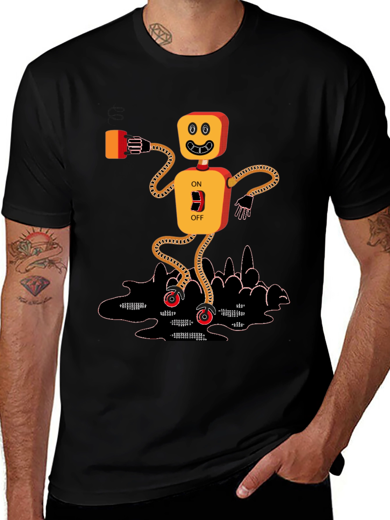 Variant 7 of On/Off Robot Graphic T-Shirt