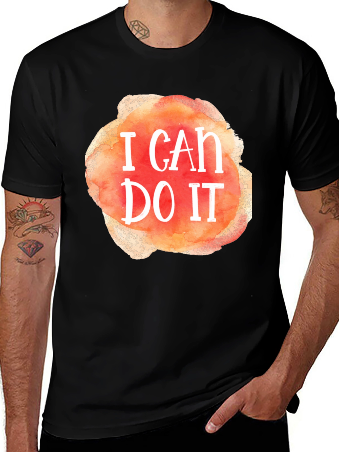 Variant 10 of I CAN DO IT Watercolor Graphic Black T-Shirt