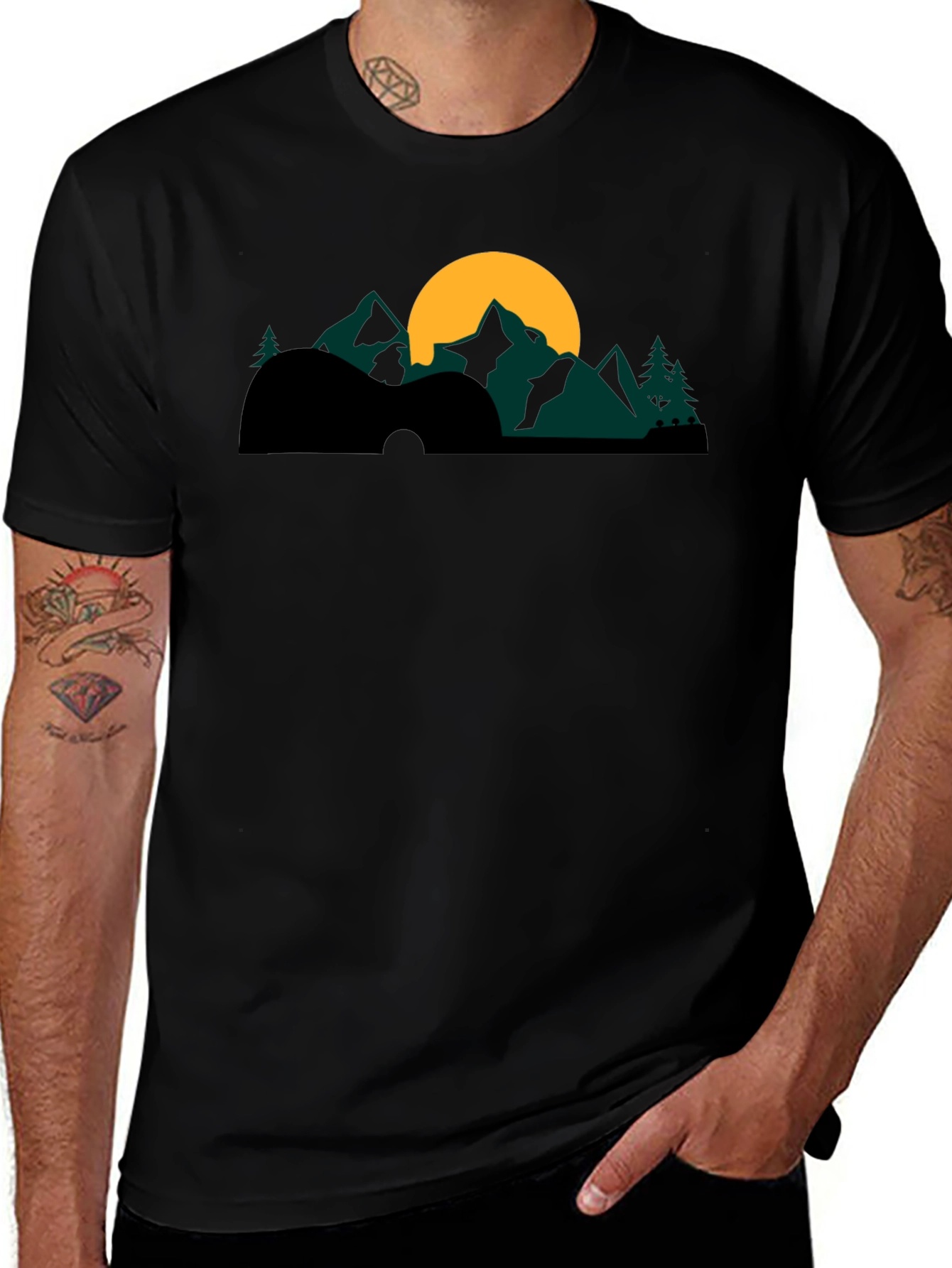 Variant 13 of Guitar Mountainscape Graphic Tee