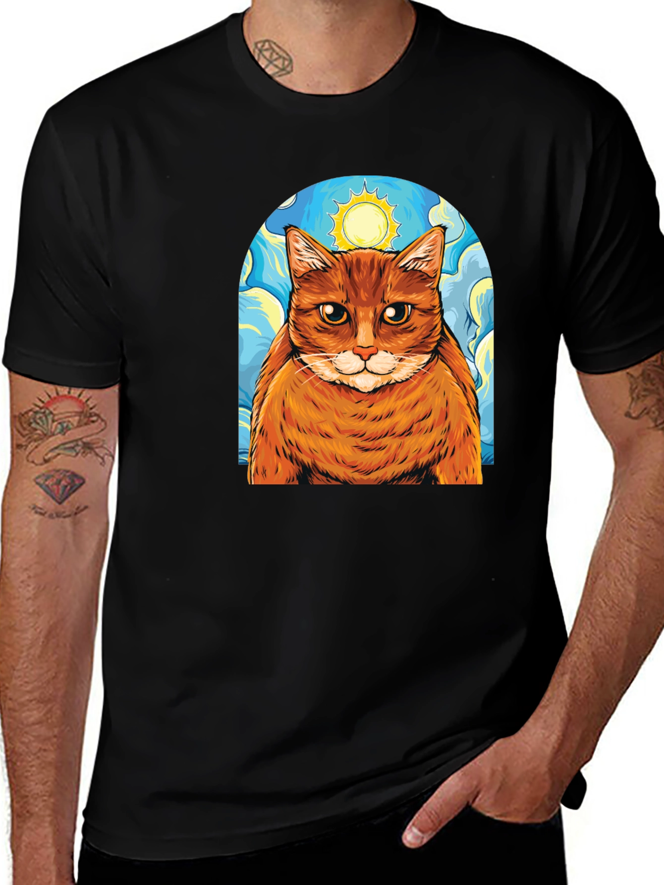 Variant 30 of Starry Cat T-Shirt - Artistic Comfort