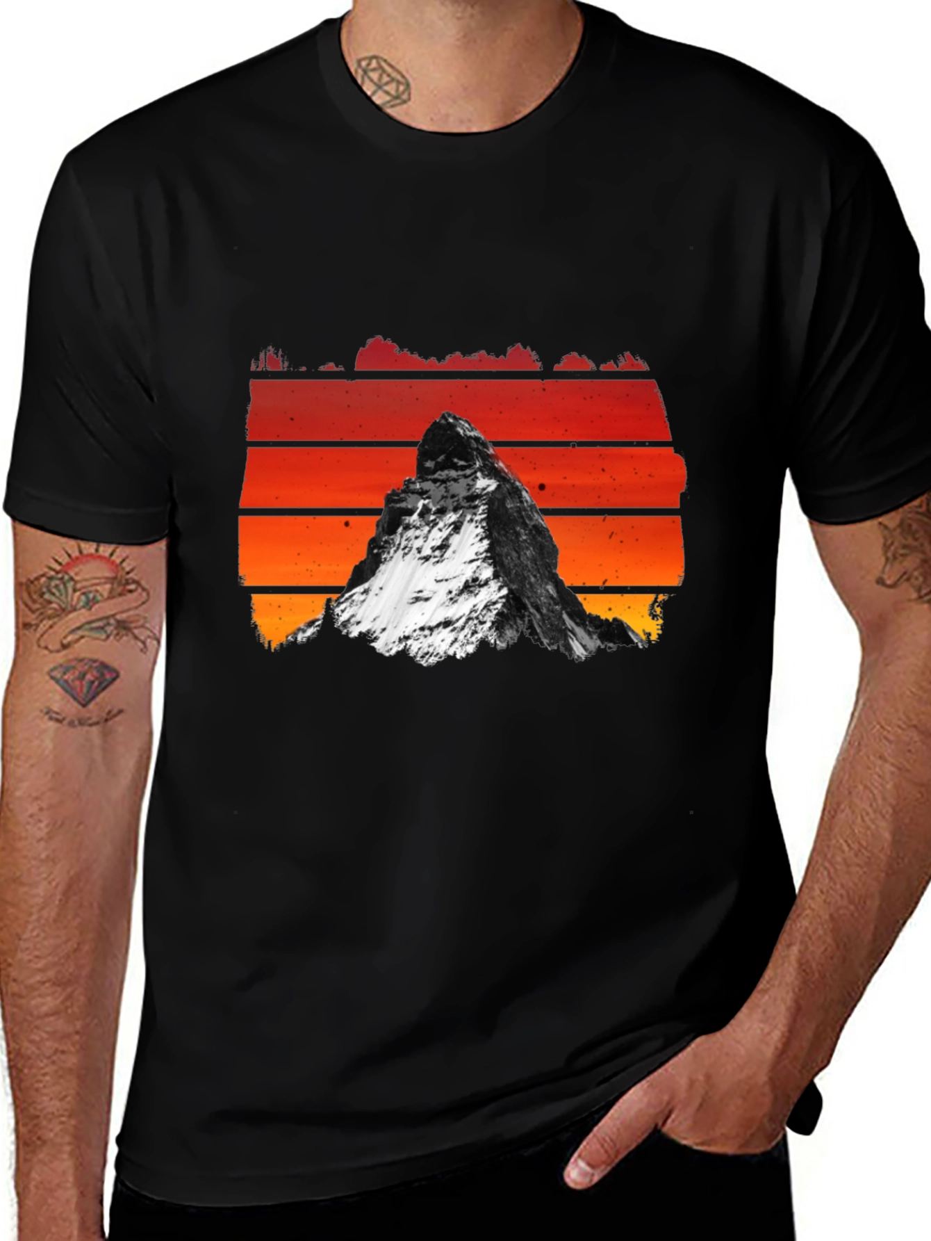 Variant 20 of Retro Mountain Peak Graphic Tee - Black