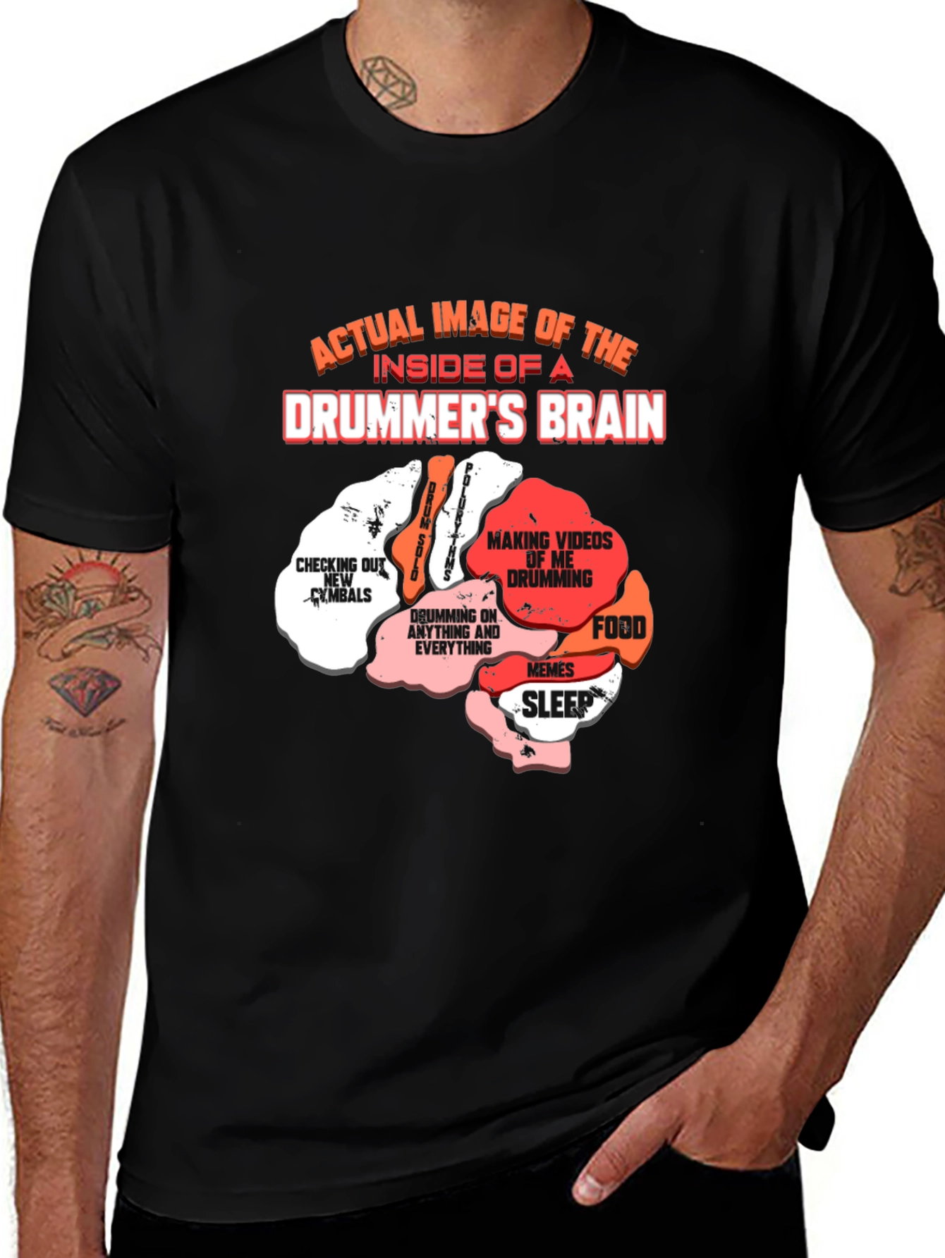 Variant 22 of Drummer's Brain T-Shirt - Funny Music Tee