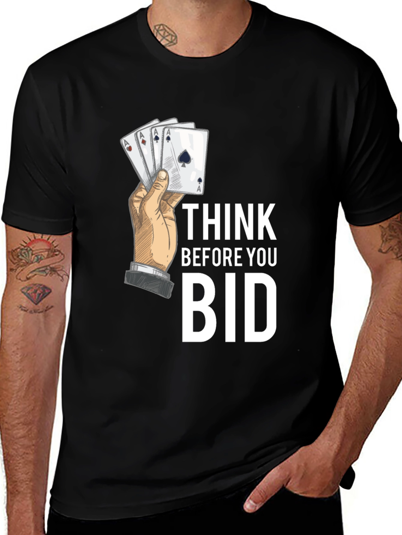 Think Before You Bid Poker Hand T-Shirt