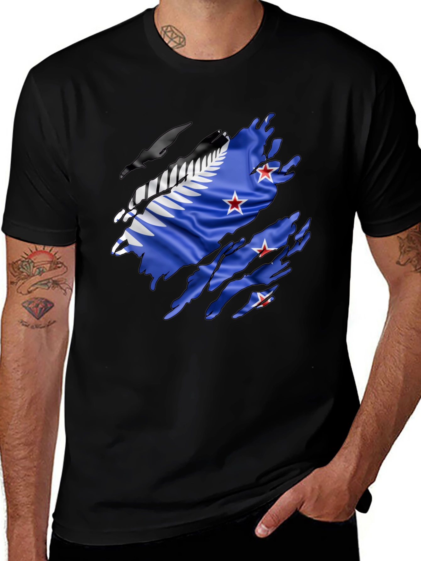 Torn New Zealand Flag T-Shirt