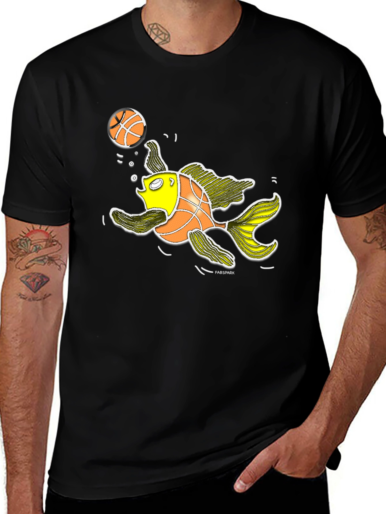 Variant 24 of Basketball Fish Graphic T-Shirt - Black