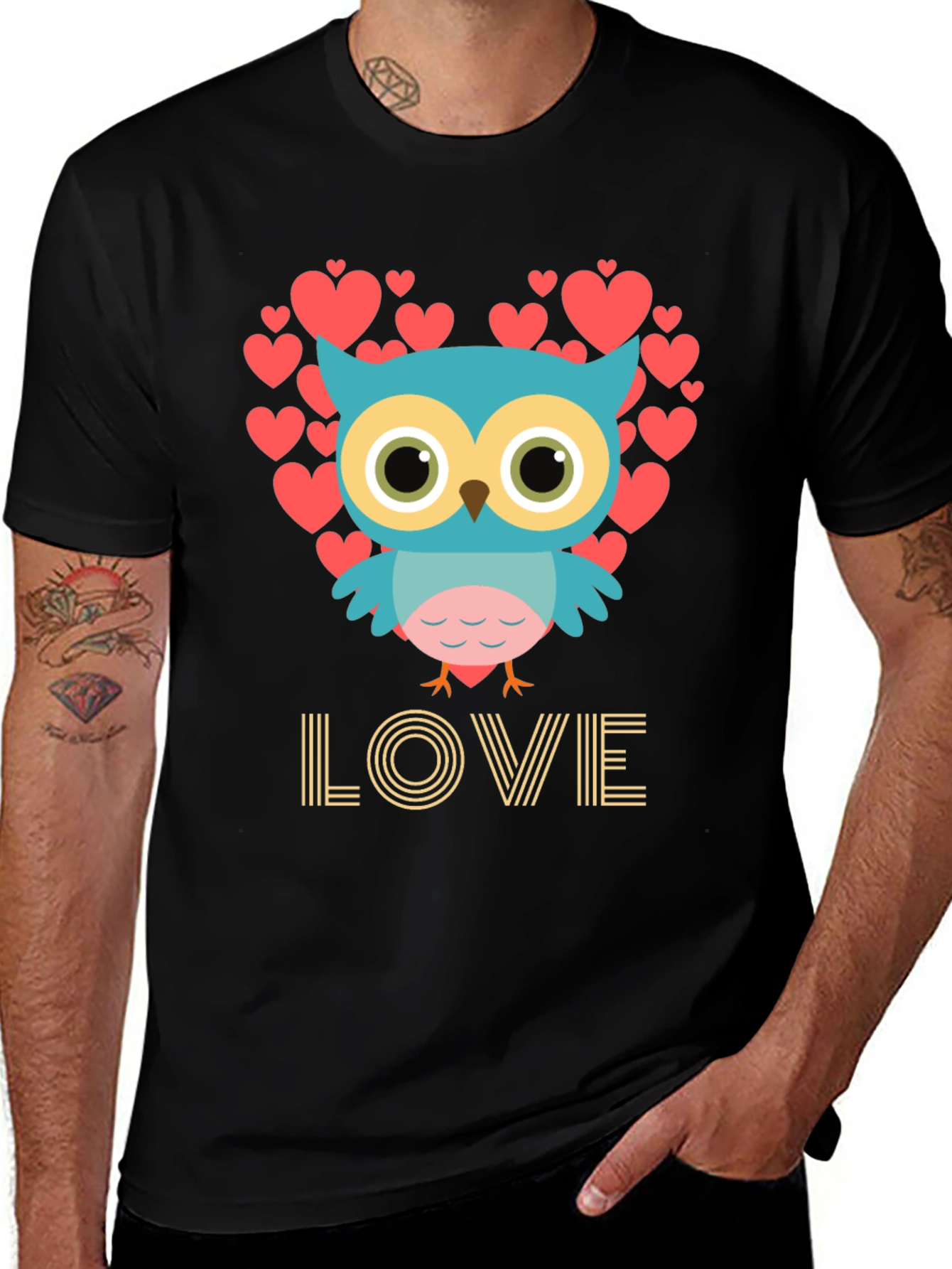 Variant 22 of Owl Love T-Shirt, Heart Design