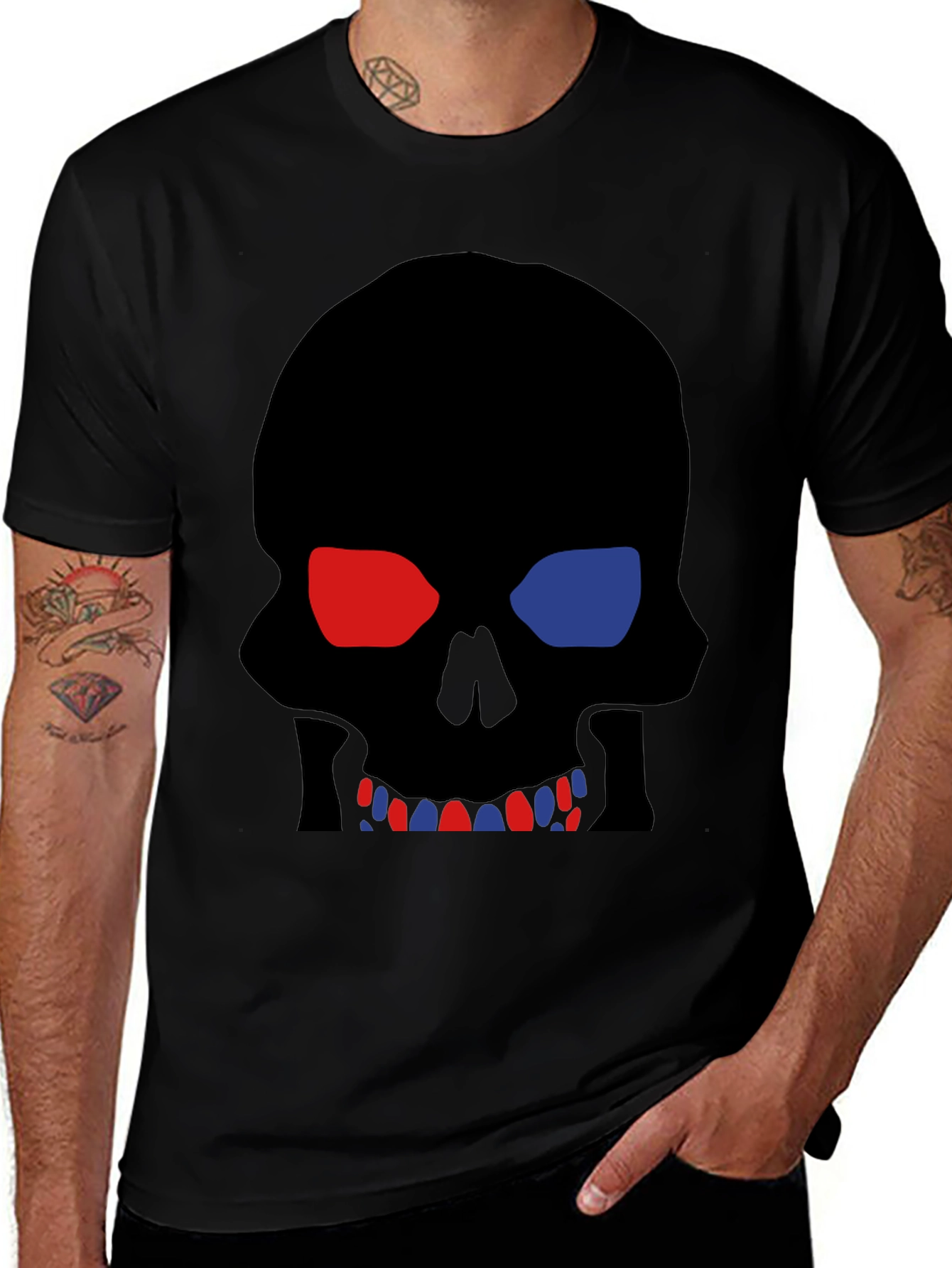 Variant 13 of Skull 3D T-Shirt - Black Graphic Tee