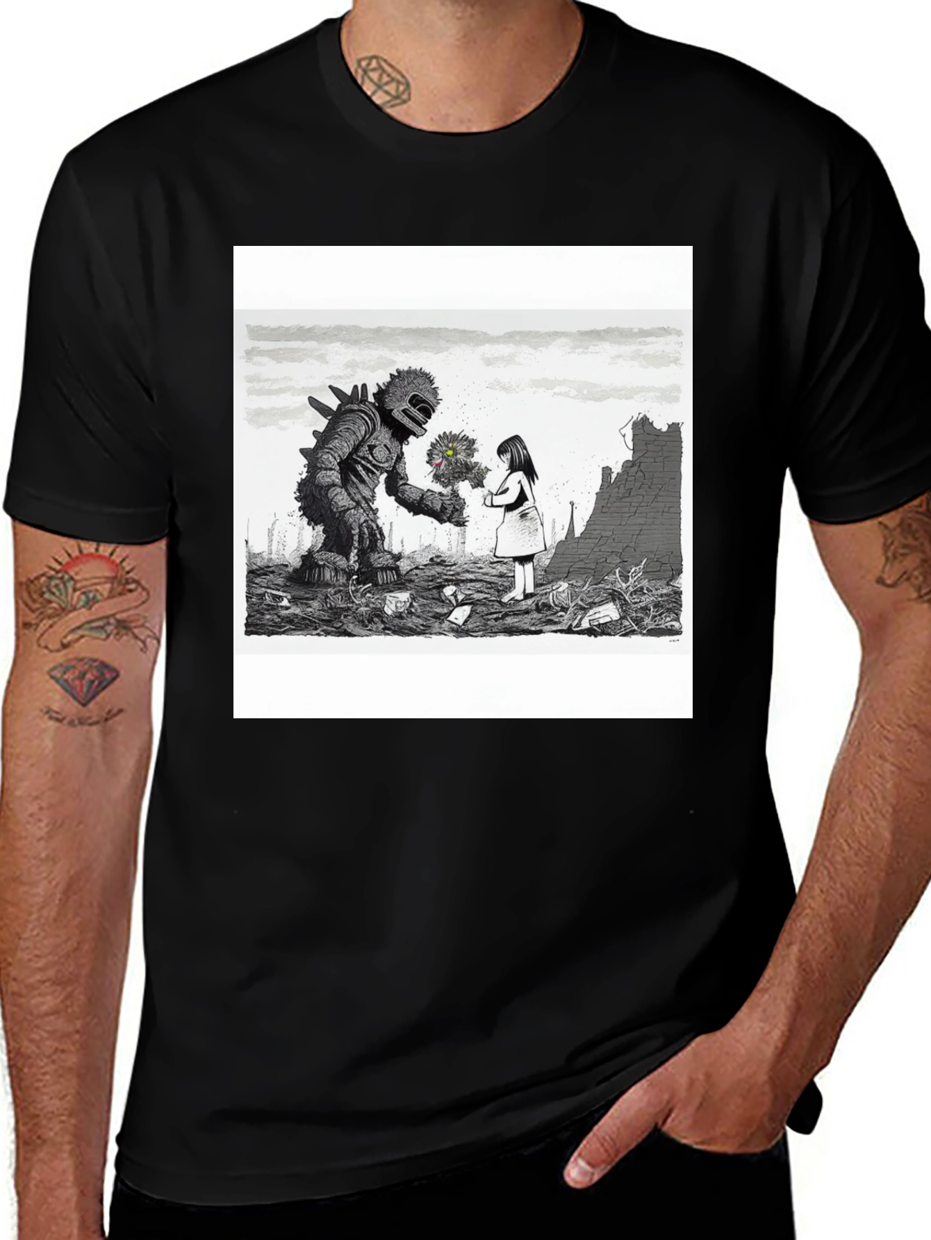 Variant 21 of Monster & Girl Graphic Tee - Black