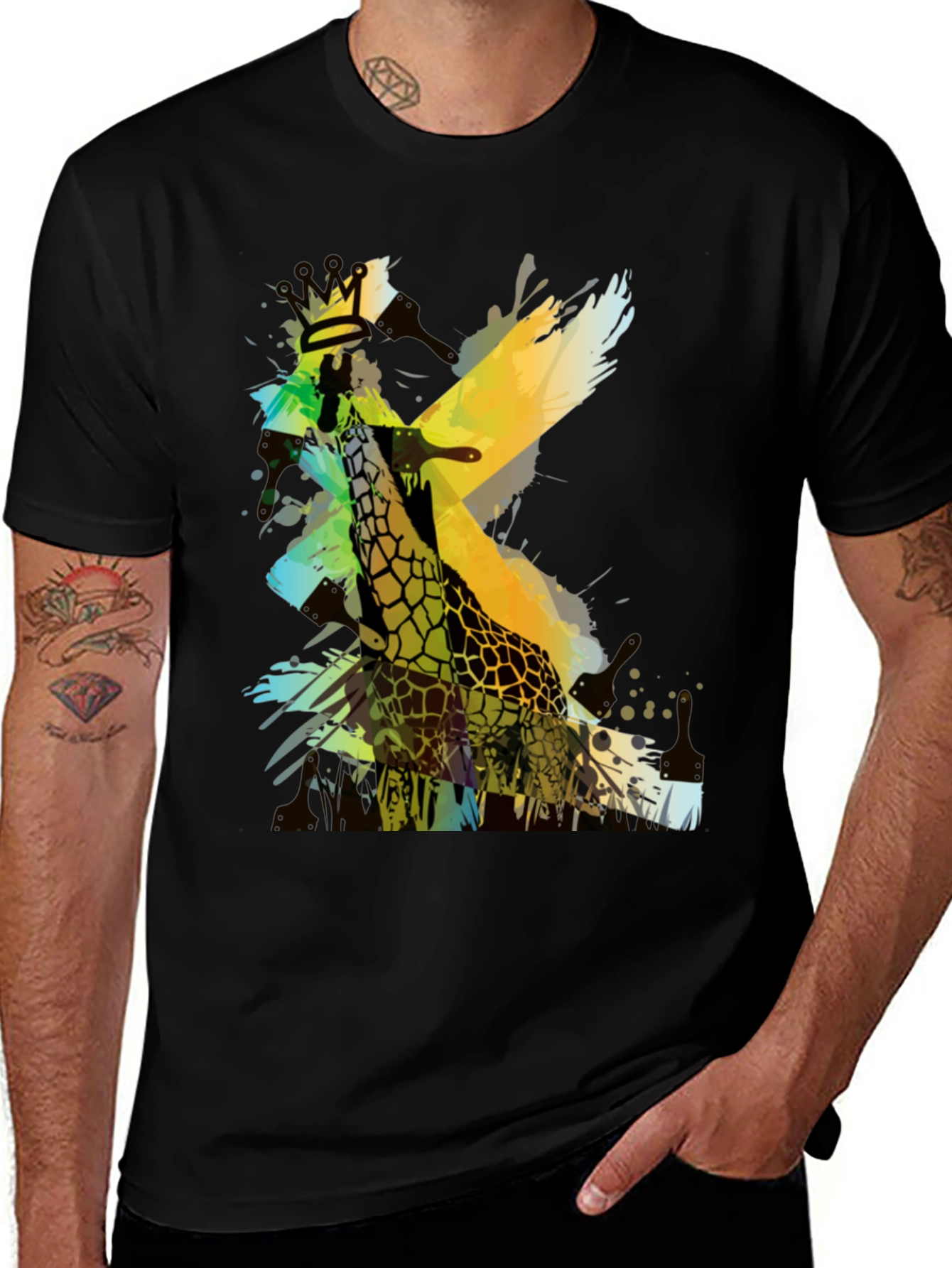 Variant 5 of Giraffe King Graphic T-Shirt - Artistic Design